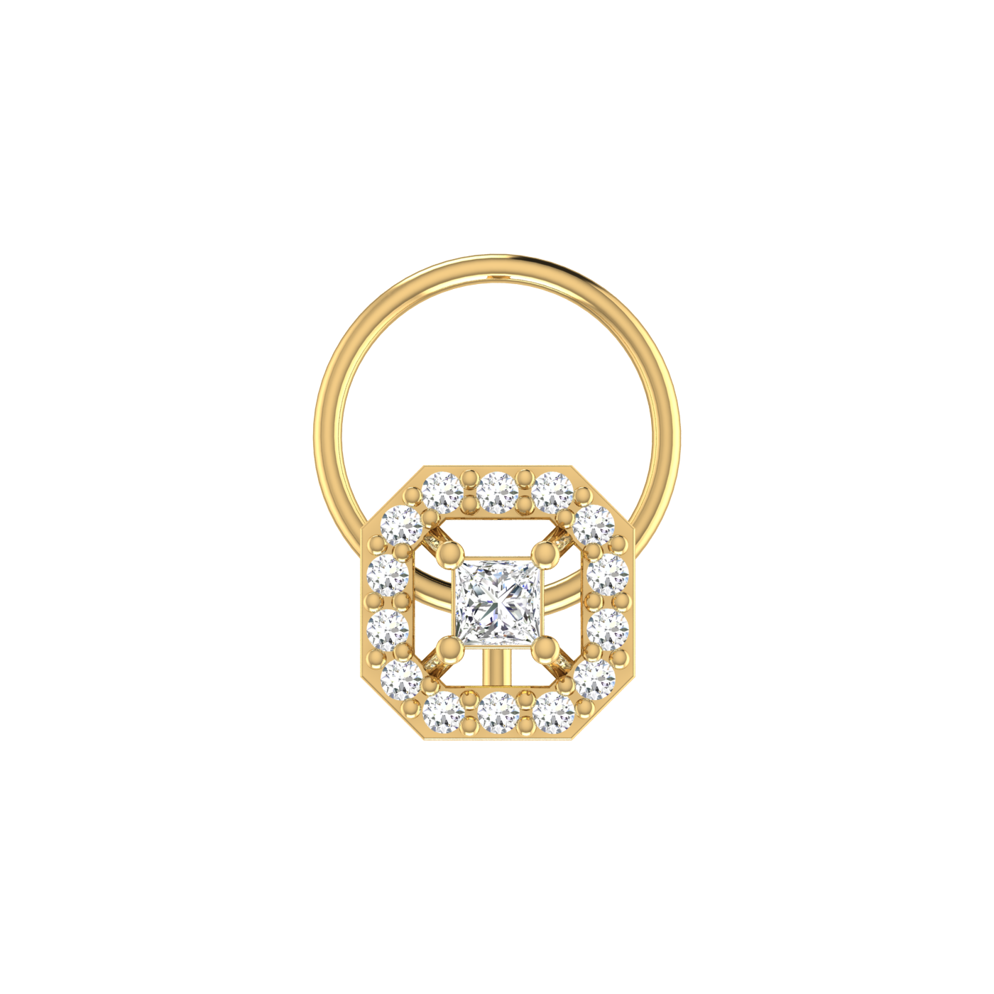 Cluster Square Halo 0.11 Ct Lab Grown Nose Pin