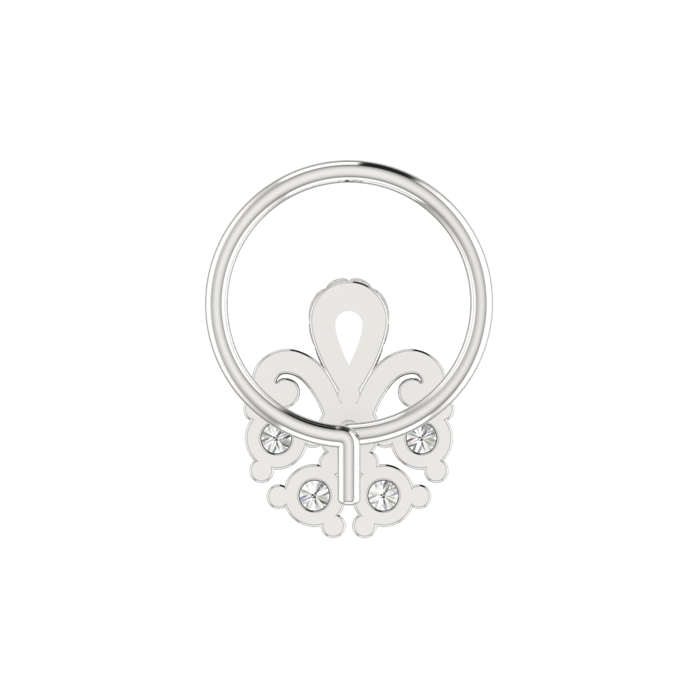 14K Gold Royal Fleur Design 0.1ct Natural Diamond Nose Pin