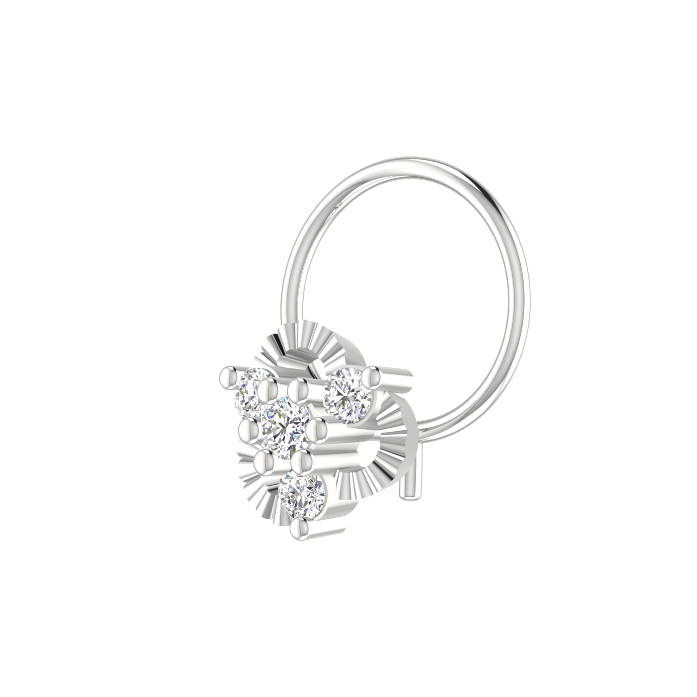 14K Gold Sunburst Elegance Design 0.09ct Natural Diamond Nose Pin