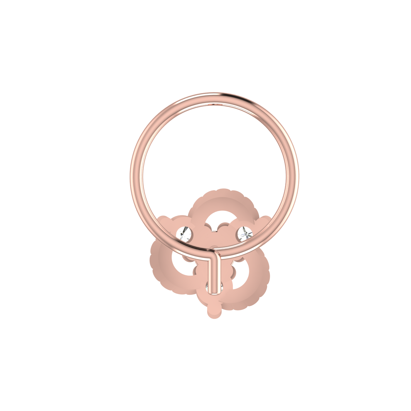 14K Gold Sunburst Elegance Design 0.09ct Natural Diamond Nose Pin