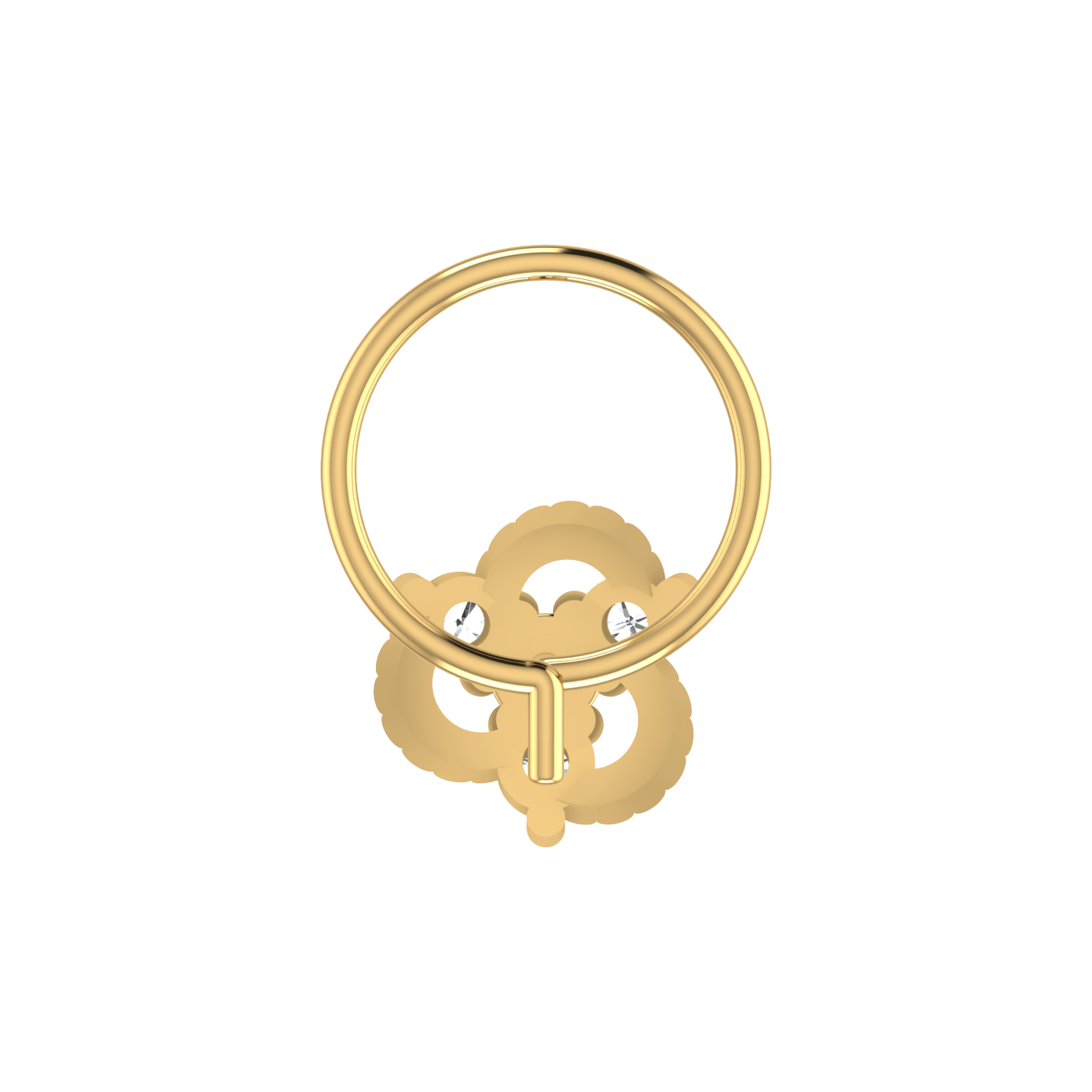 14K Gold Sunburst Elegance Design 0.09ct Natural Diamond Nose Pin