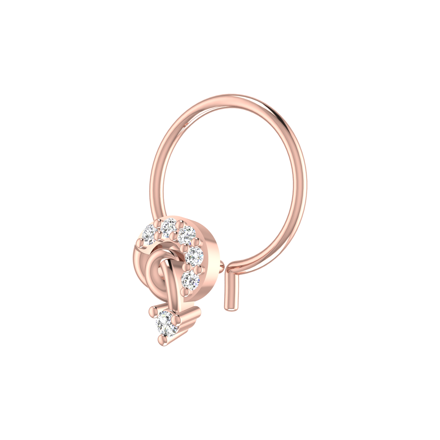 14K Gold Twist of Elegance Design 0.03ct Lab Grown Diamond Nose Pin