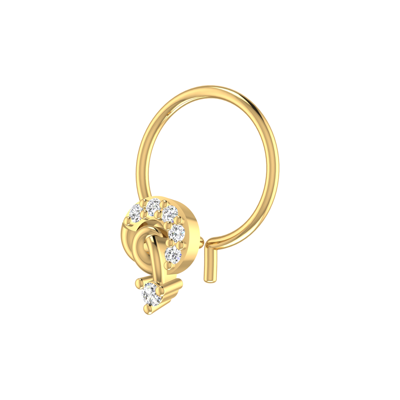 14K Gold Twist of Elegance Design 0.03ct Natural Diamond Nose Pin
