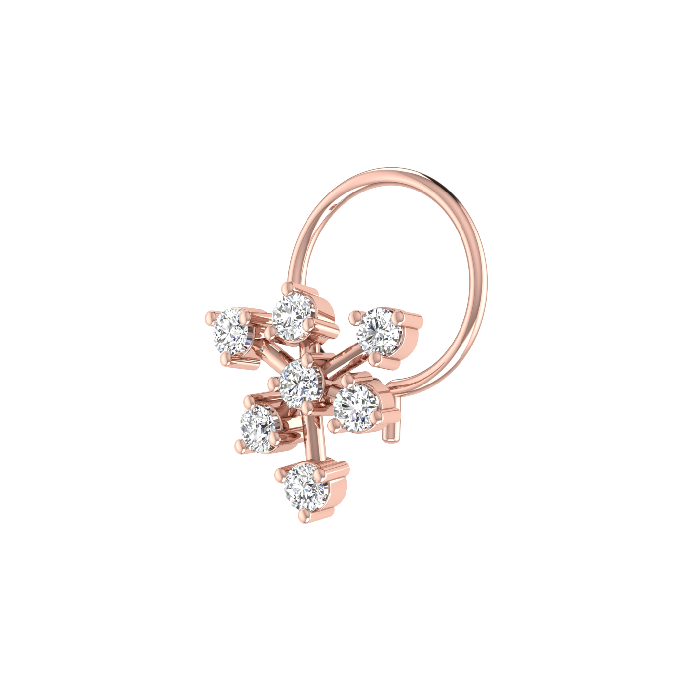0.11 Ct Lab Grown Diamond Floral Cluster Nose Pin