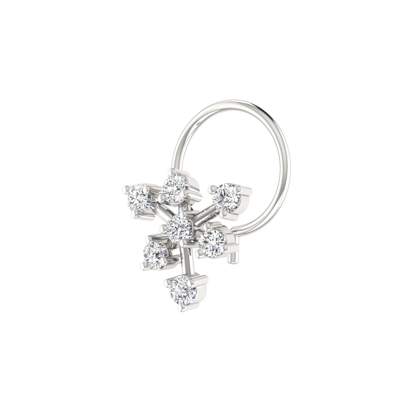 0.11 Ct Lab Grown Diamond Floral Cluster Nose Pin