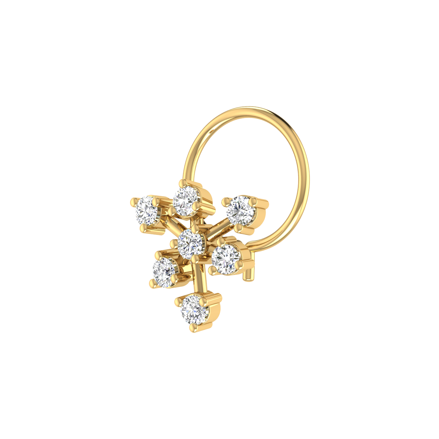 0.11 Ct Lab Grown Diamond Floral Cluster Nose Pin