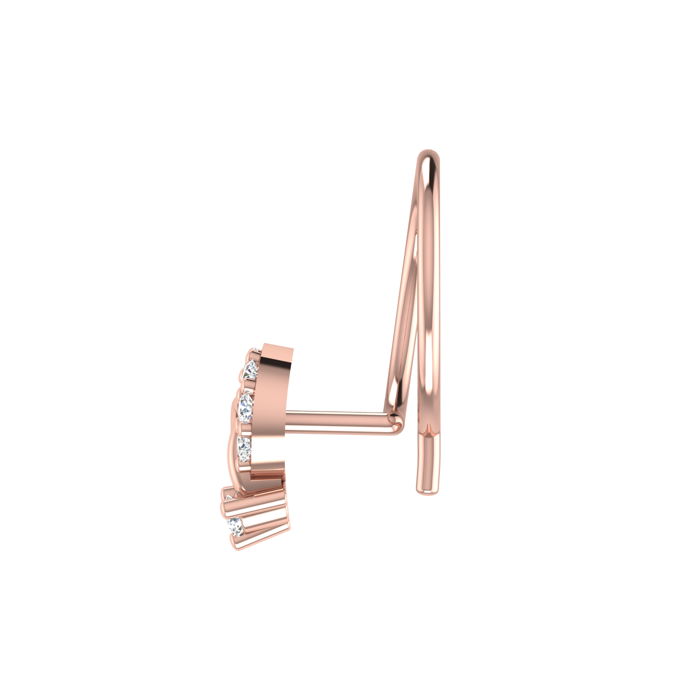 14K Gold Twist of Elegance Design 0.03ct Lab Grown Diamond Nose Pin