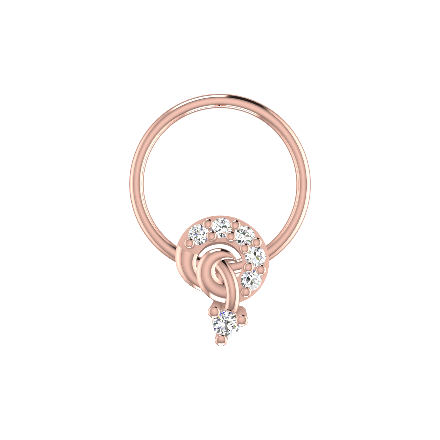 14K Gold Twist of Elegance Design 0.03ct Lab Grown Diamond Nose Pin