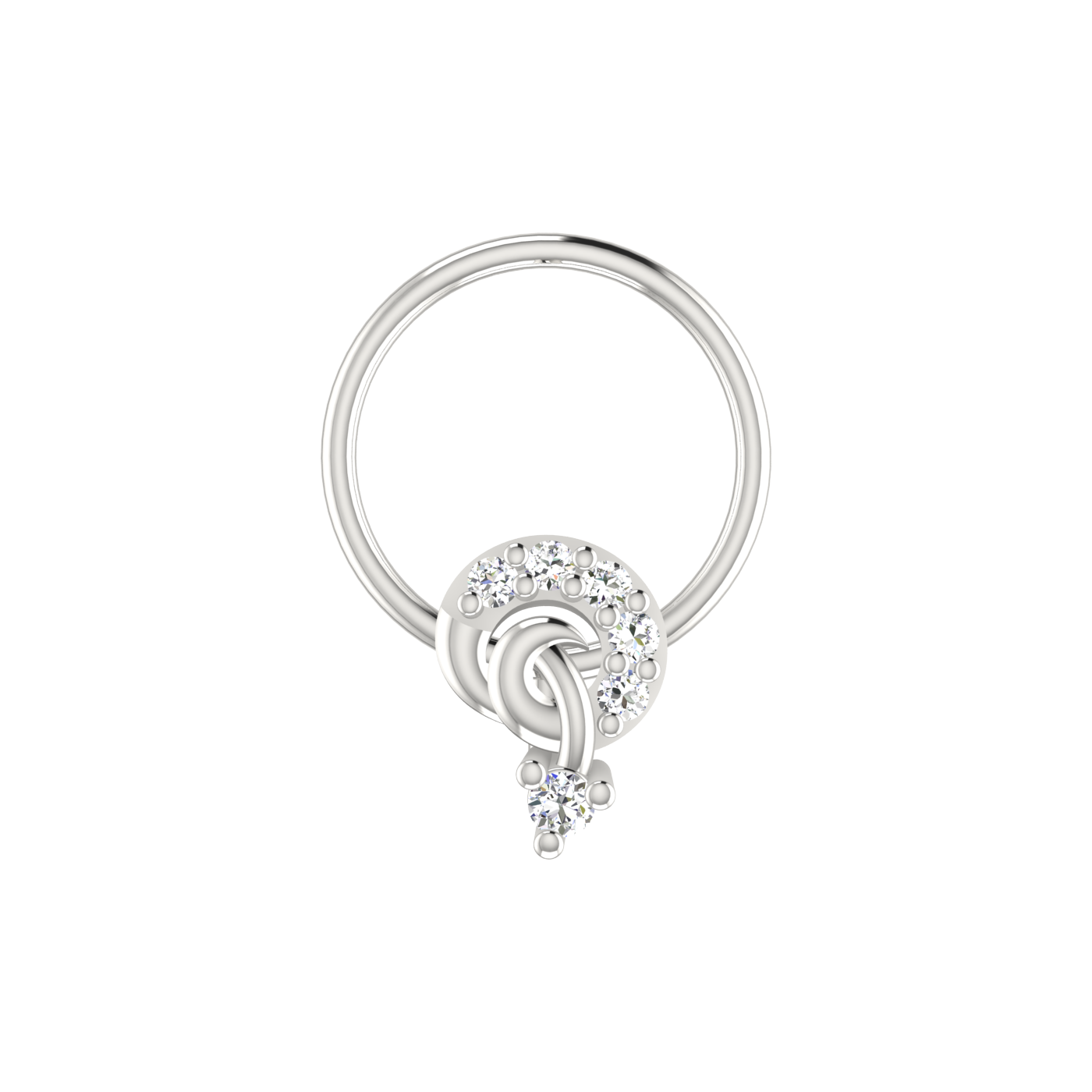 14K Gold Twist of Elegance Design 0.03ct Natural Diamond Nose Pin