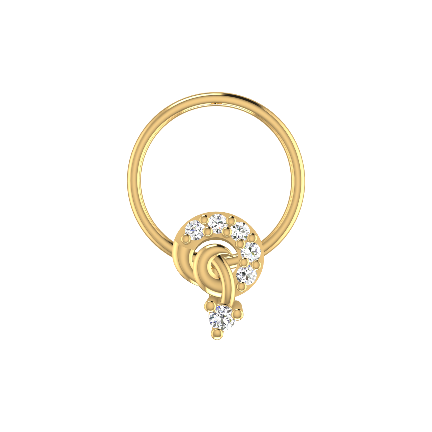 14K Gold Twist of Elegance Design 0.03ct Natural Diamond Nose Pin
