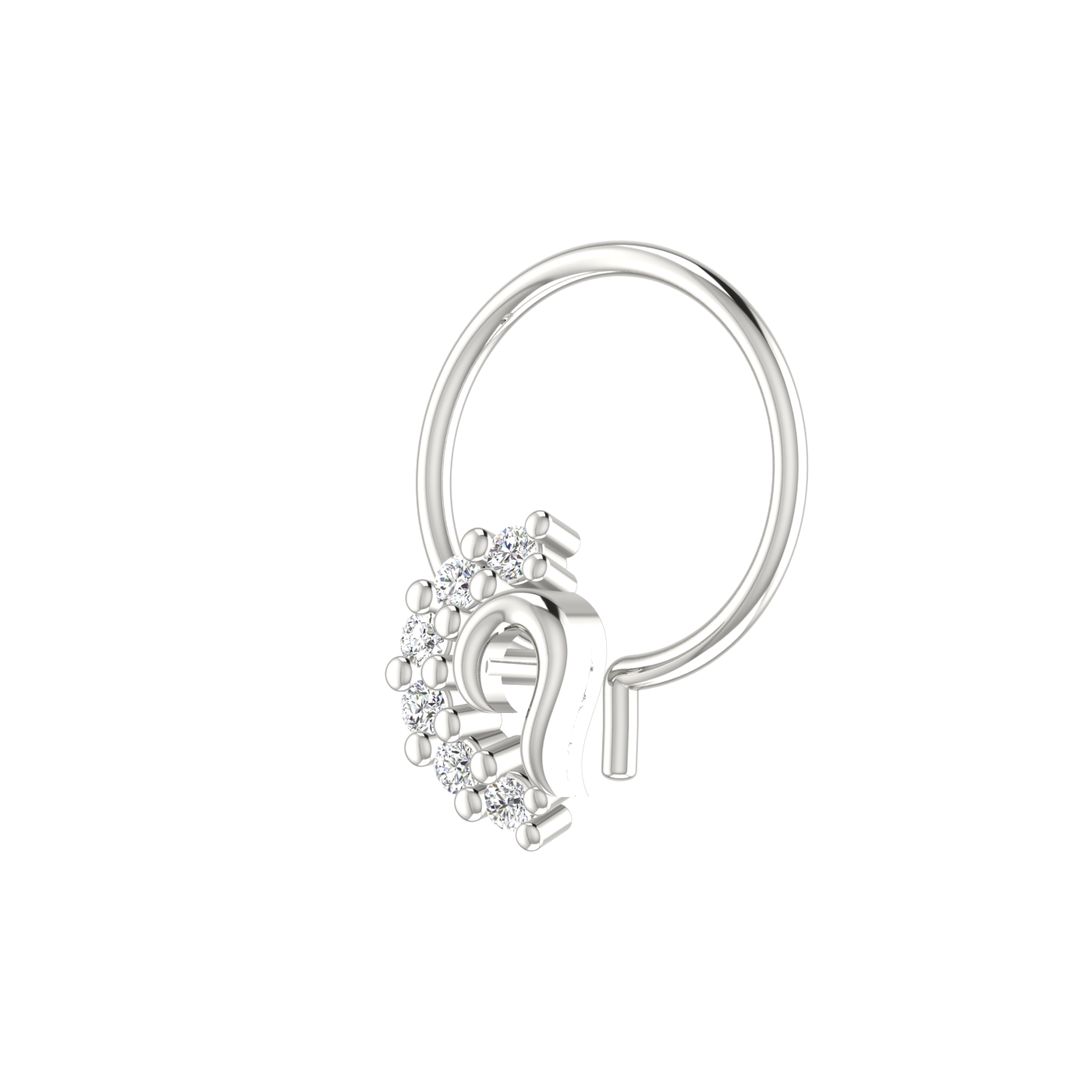 14K Gold Golden Cascade Design 0.048ct Natural Diamond Nose Pin