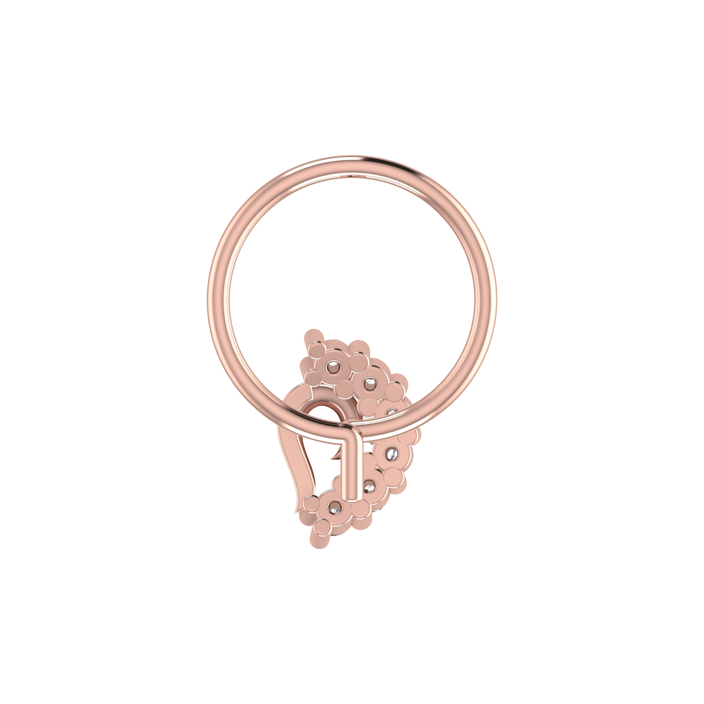 14K Gold Golden Cascade Design 0.048ct Natural Diamond Nose Pin