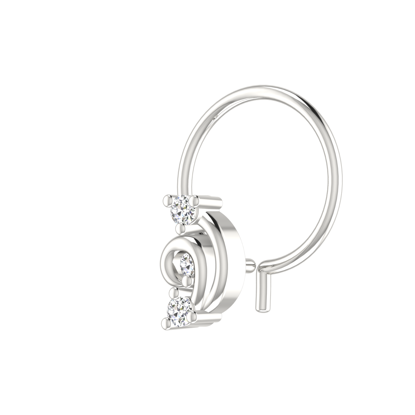 14K Gold Spiral Gleam Design 0.037ct Lab Grown Diamond Nose Pin