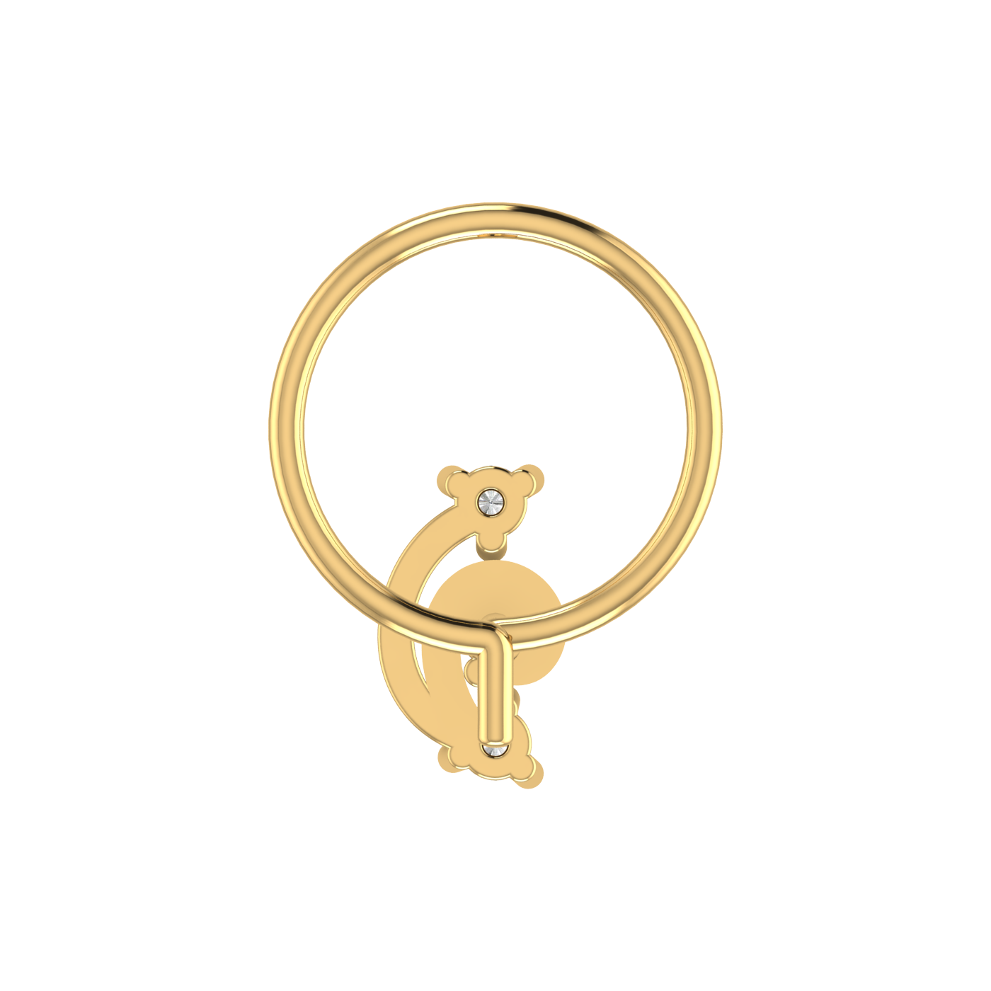 14K Gold Spiral Gleam Design 0.037ct Lab Grown Diamond Nose Pin