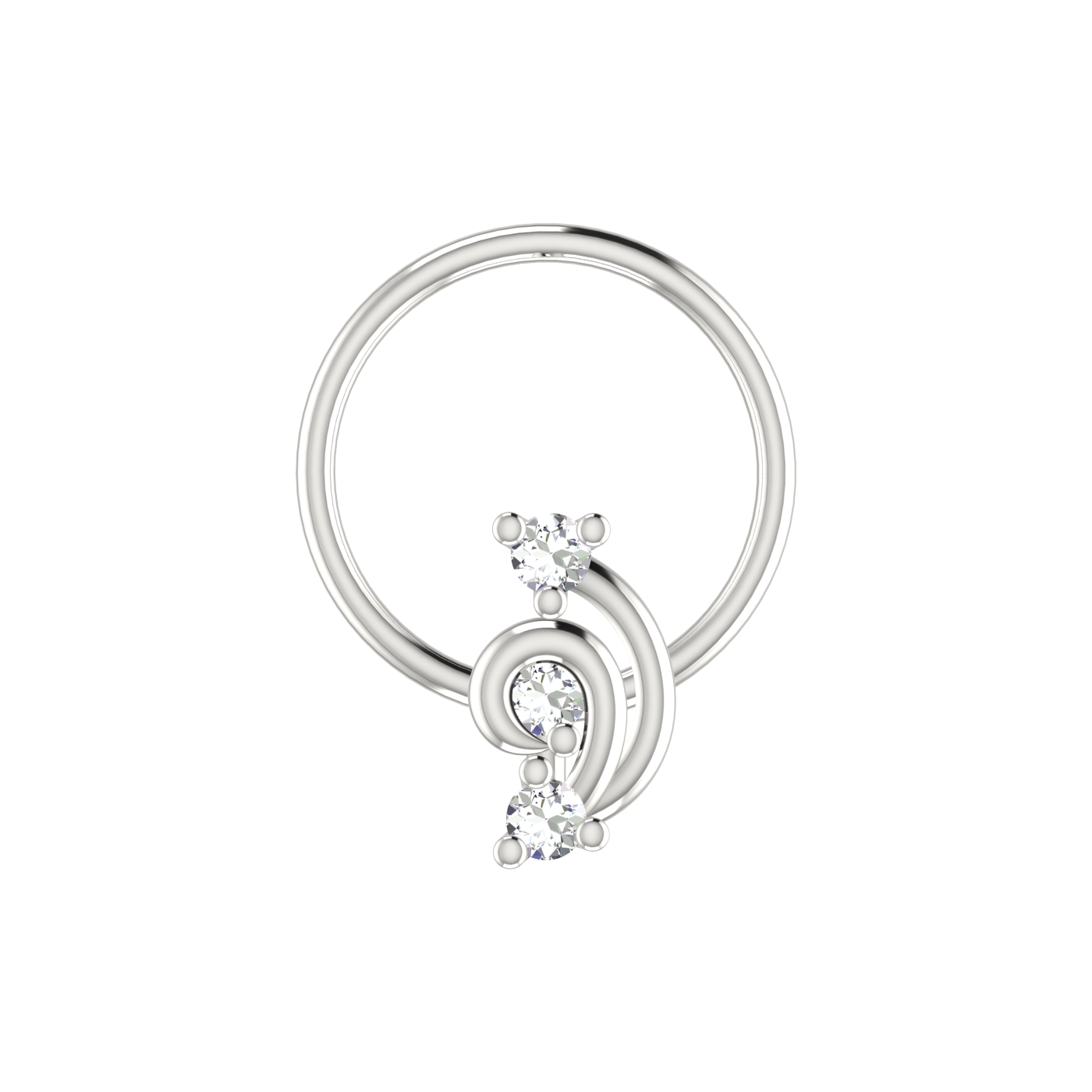 14K Gold Spiral Gleam Design 0.037ct Lab Grown Diamond Nose Pin