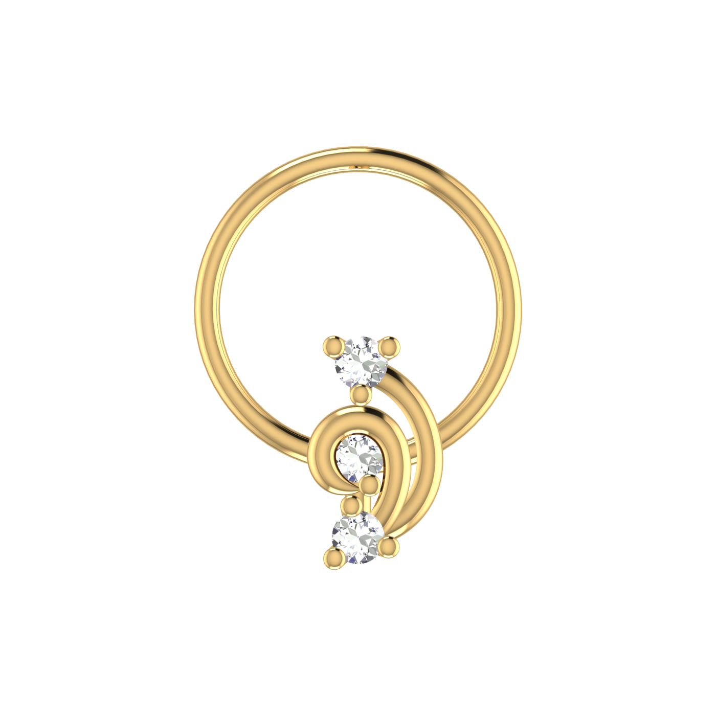 14K Gold Spiral Gleam Design 0.037ct Natural Diamond Nose Pin