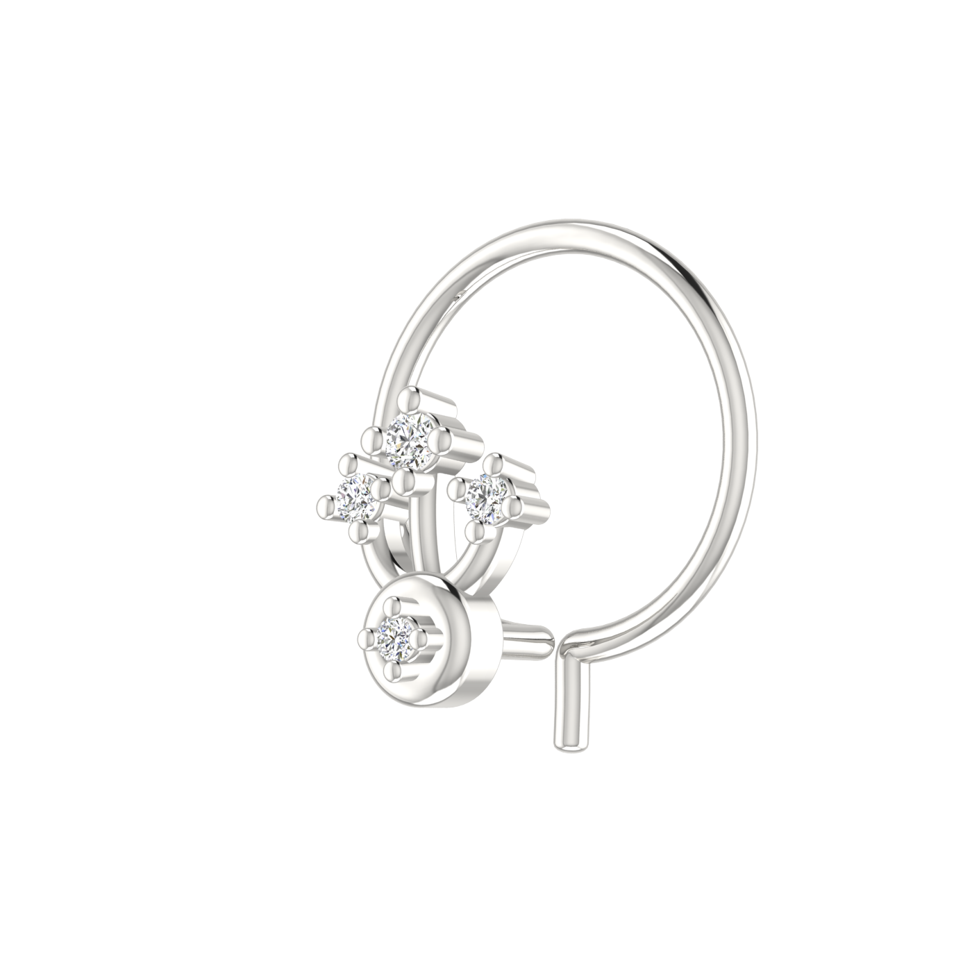 14K Gold Royal Bloom Design 0.02ct Lab Grown Diamond Nose Pin