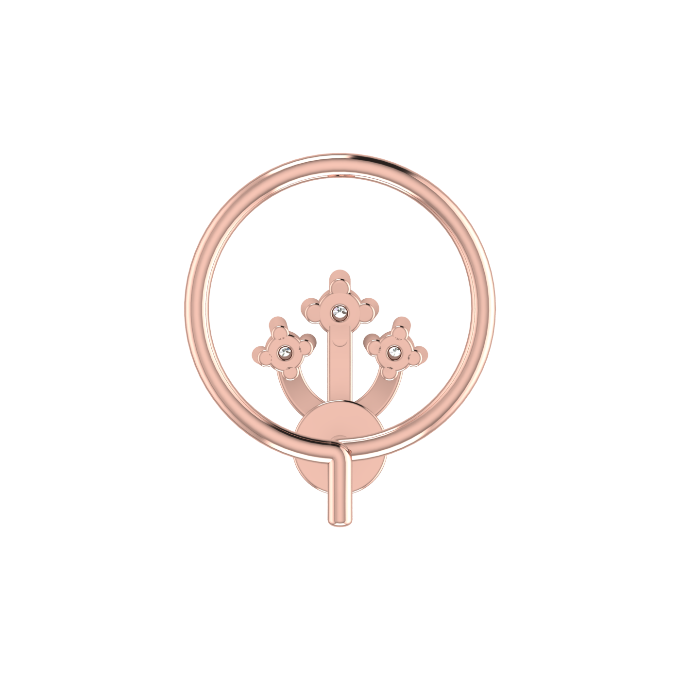 14K Gold Royal Bloom Design 0.02ct Lab Grown Diamond Nose Pin