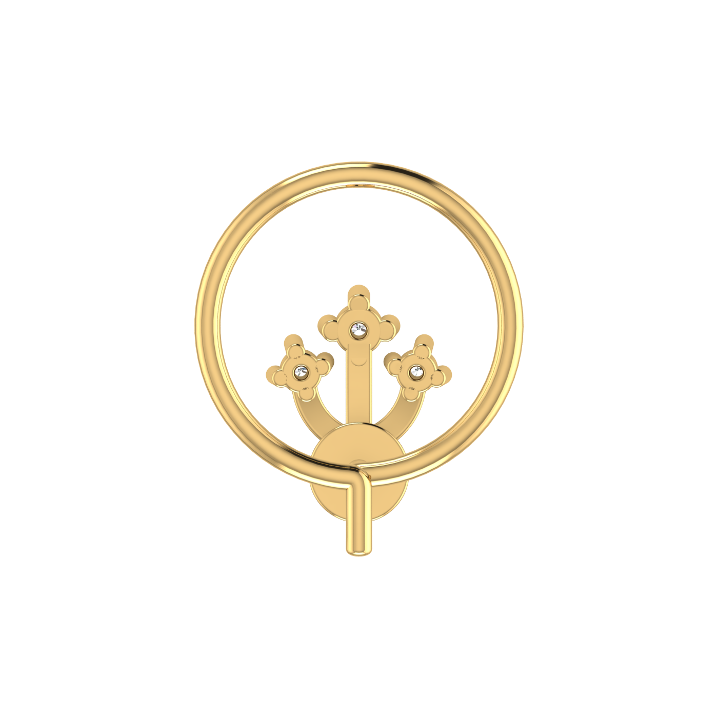 14K Gold Royal Bloom Design 0.02ct Natural Diamond Nose Pin