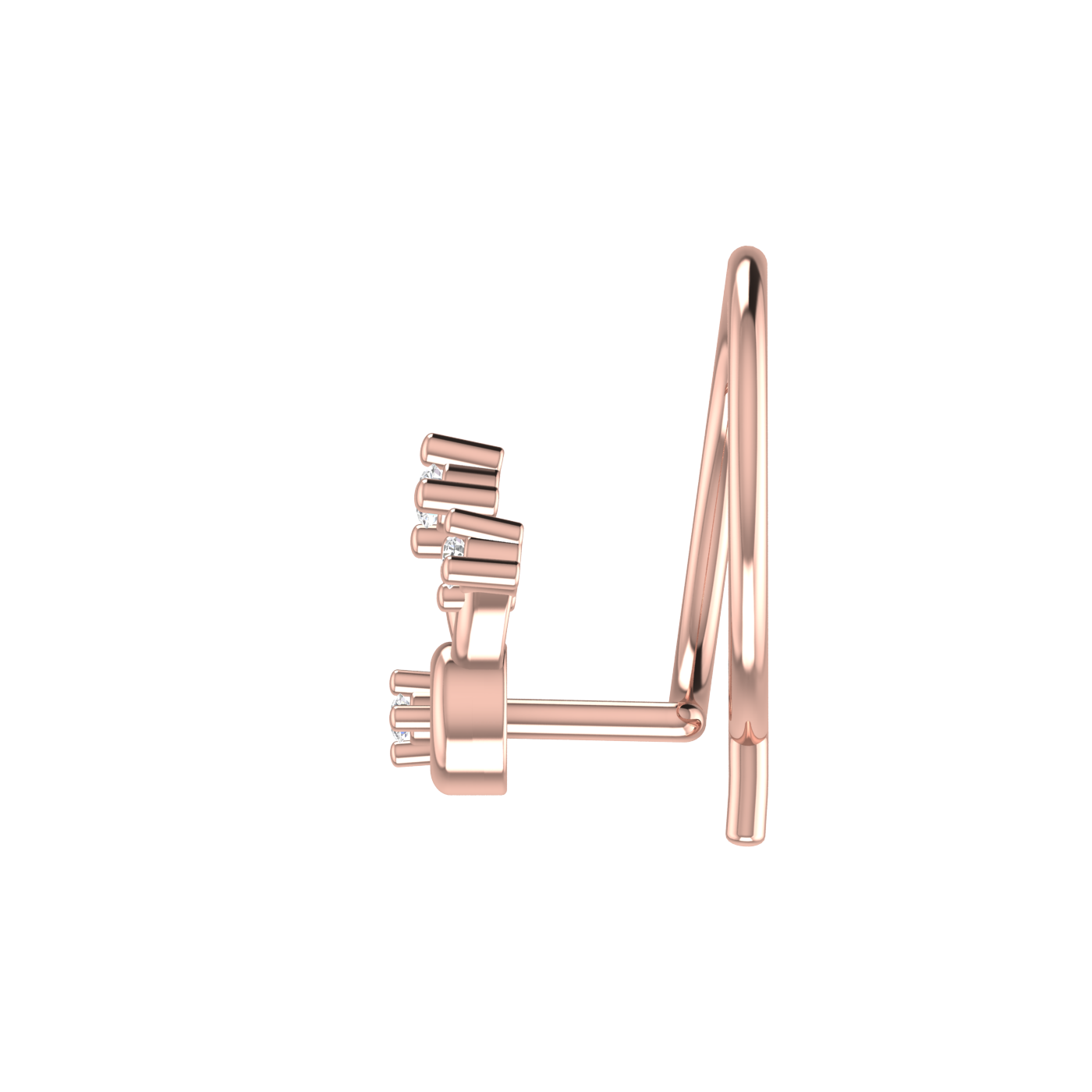 14K Gold Royal Bloom Design 0.02ct Natural Diamond Nose Pin