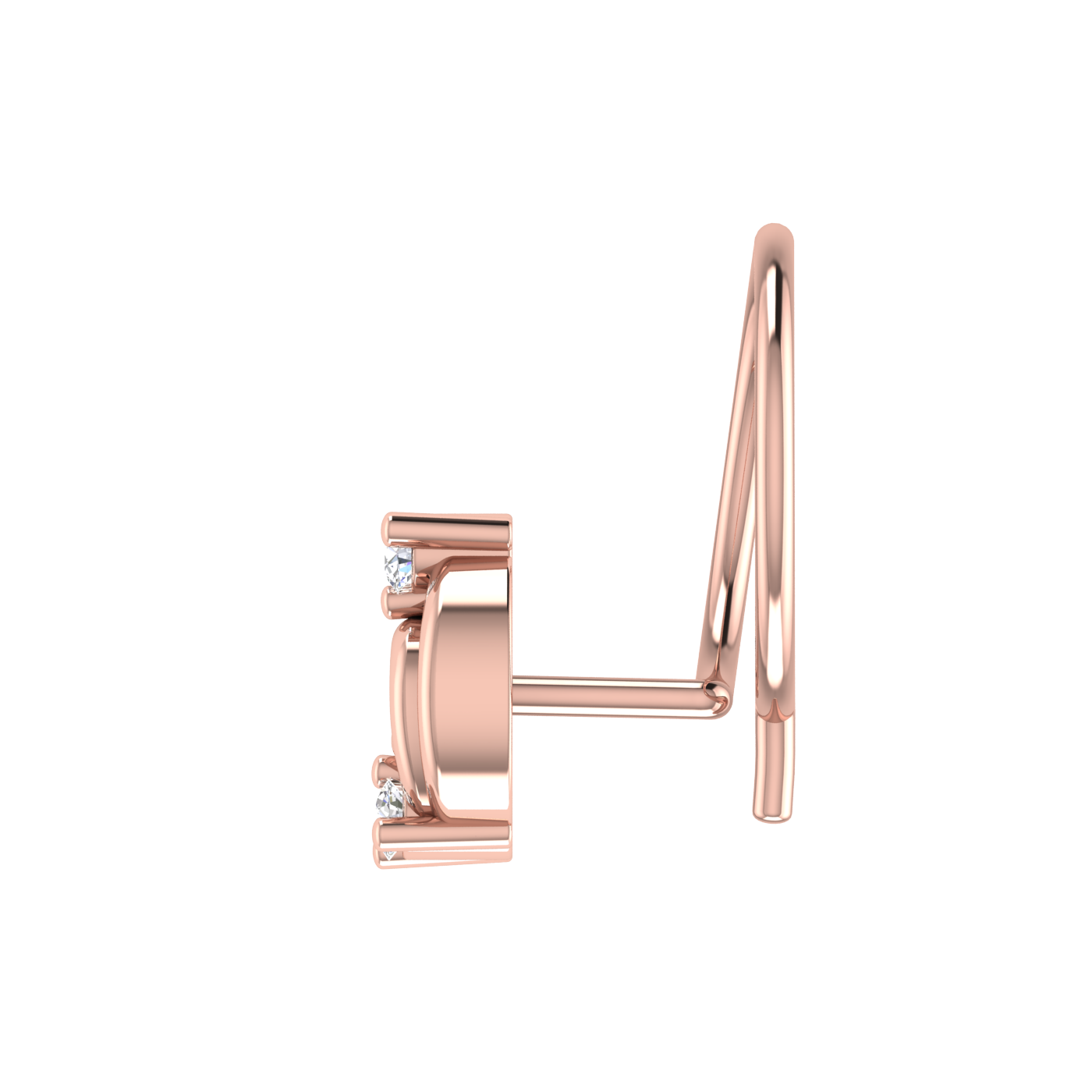 14K Gold Spiral Gleam Design 0.037ct Natural Diamond Nose Pin