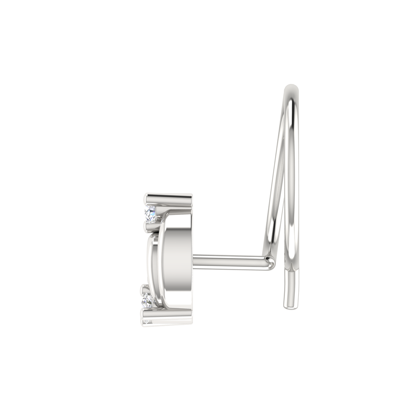 14K Gold Spiral Gleam Design 0.037ct Lab Grown Diamond Nose Pin