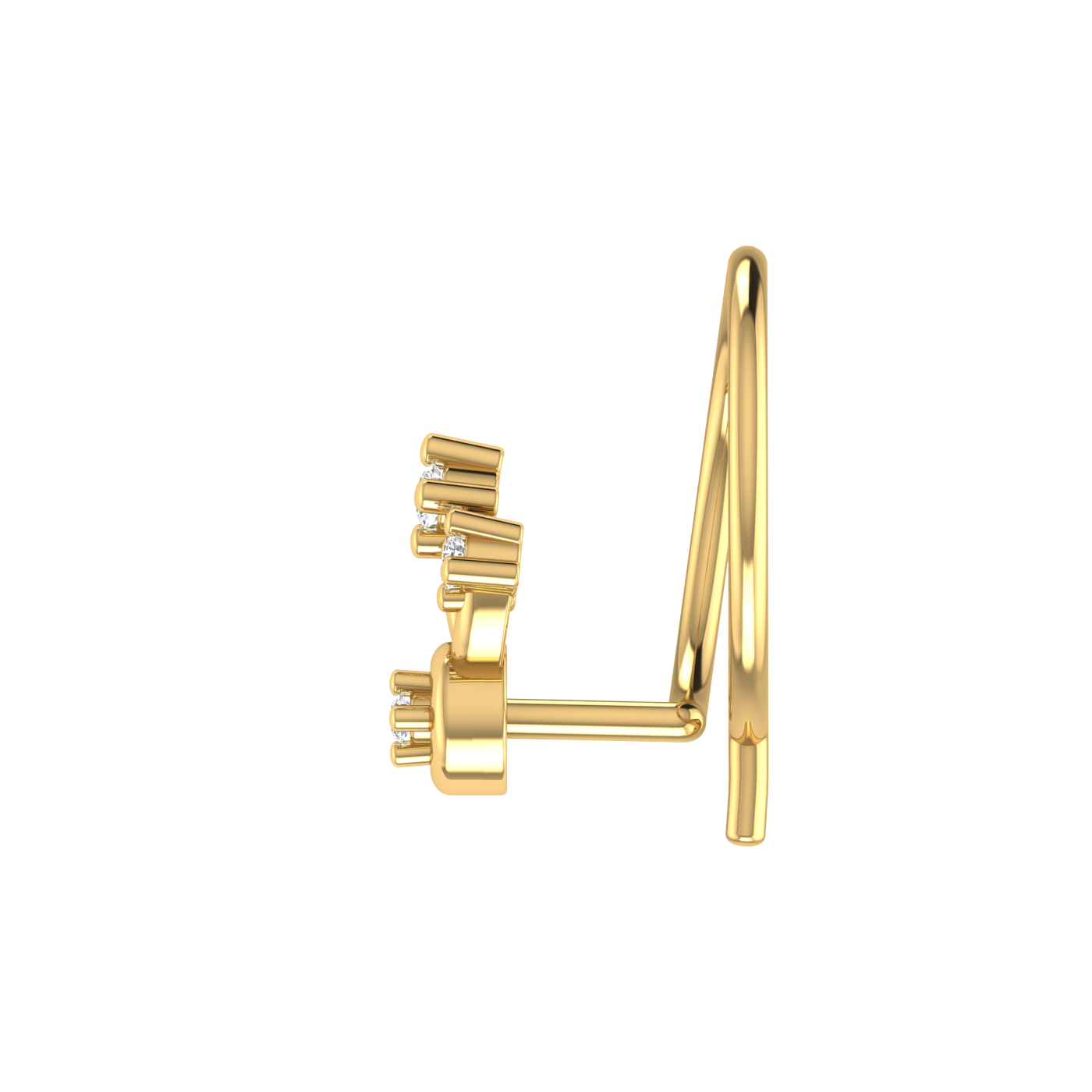 14K Gold Royal Bloom Design 0.02ct Natural Diamond Nose Pin