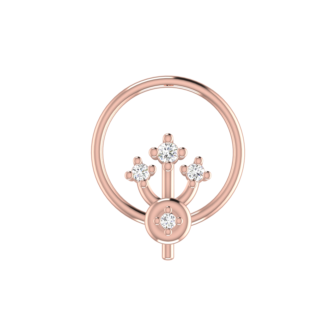 14K Gold Royal Bloom Design 0.02ct Natural Diamond Nose Pin