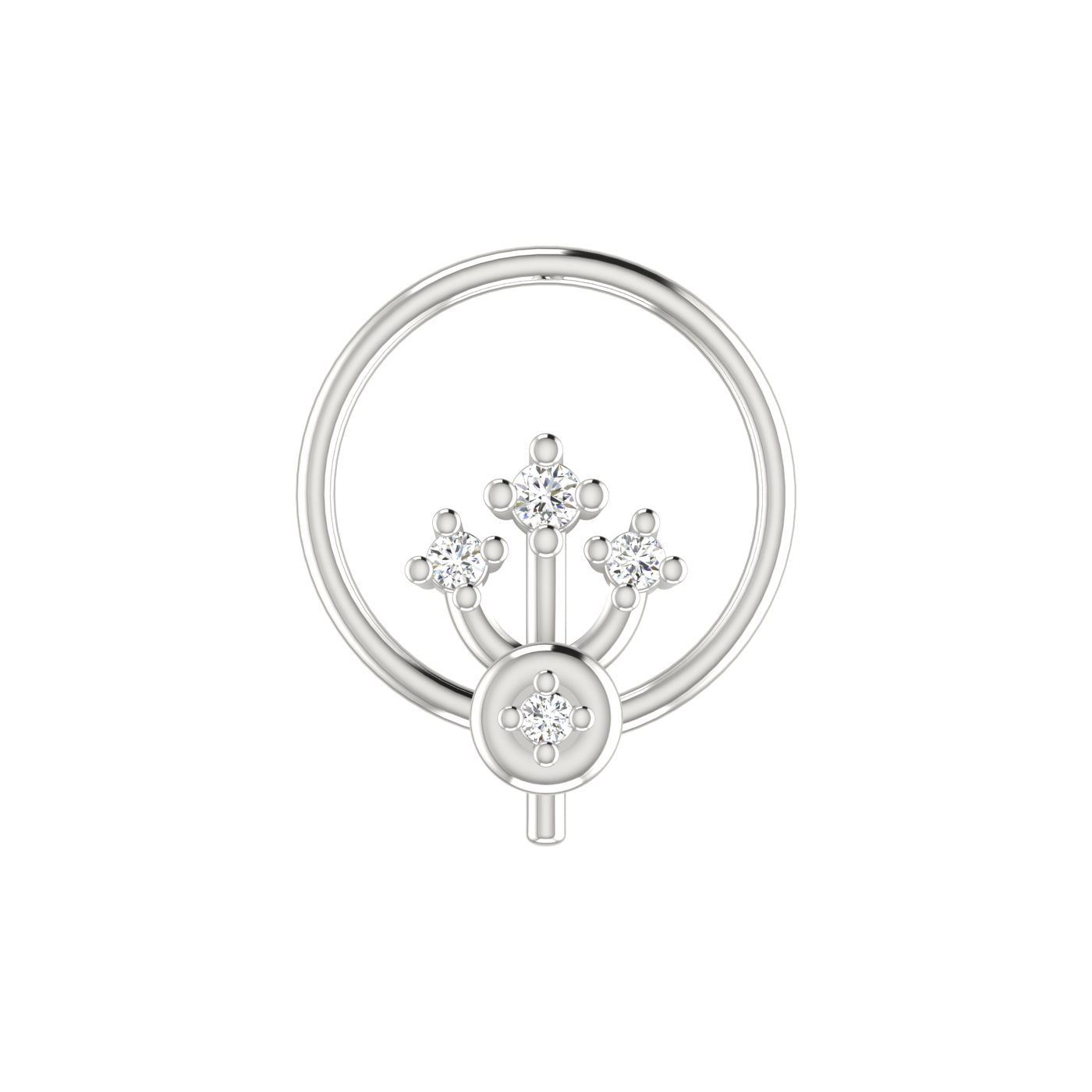 14K Gold Royal Bloom Design 0.02ct Natural Diamond Nose Pin