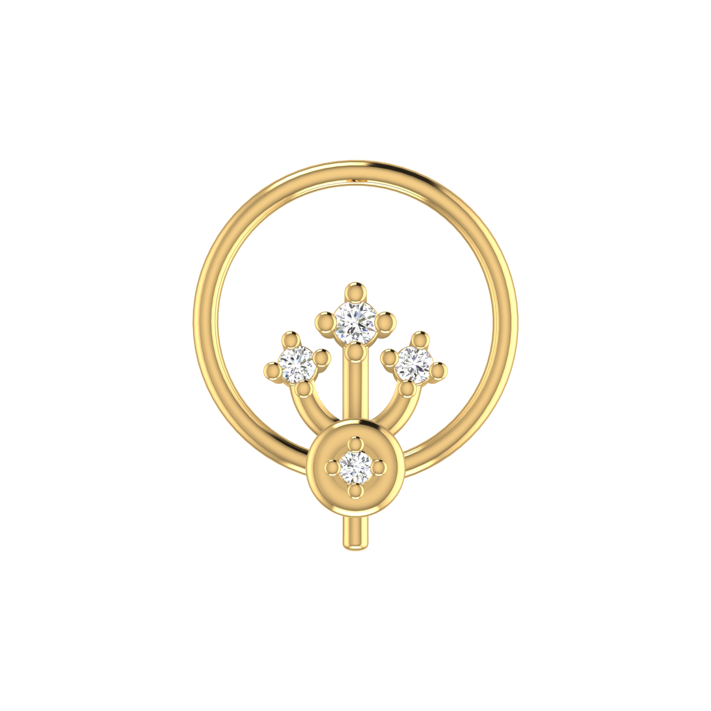 14K Gold Royal Bloom Design 0.02ct Lab Grown Diamond Nose Pin