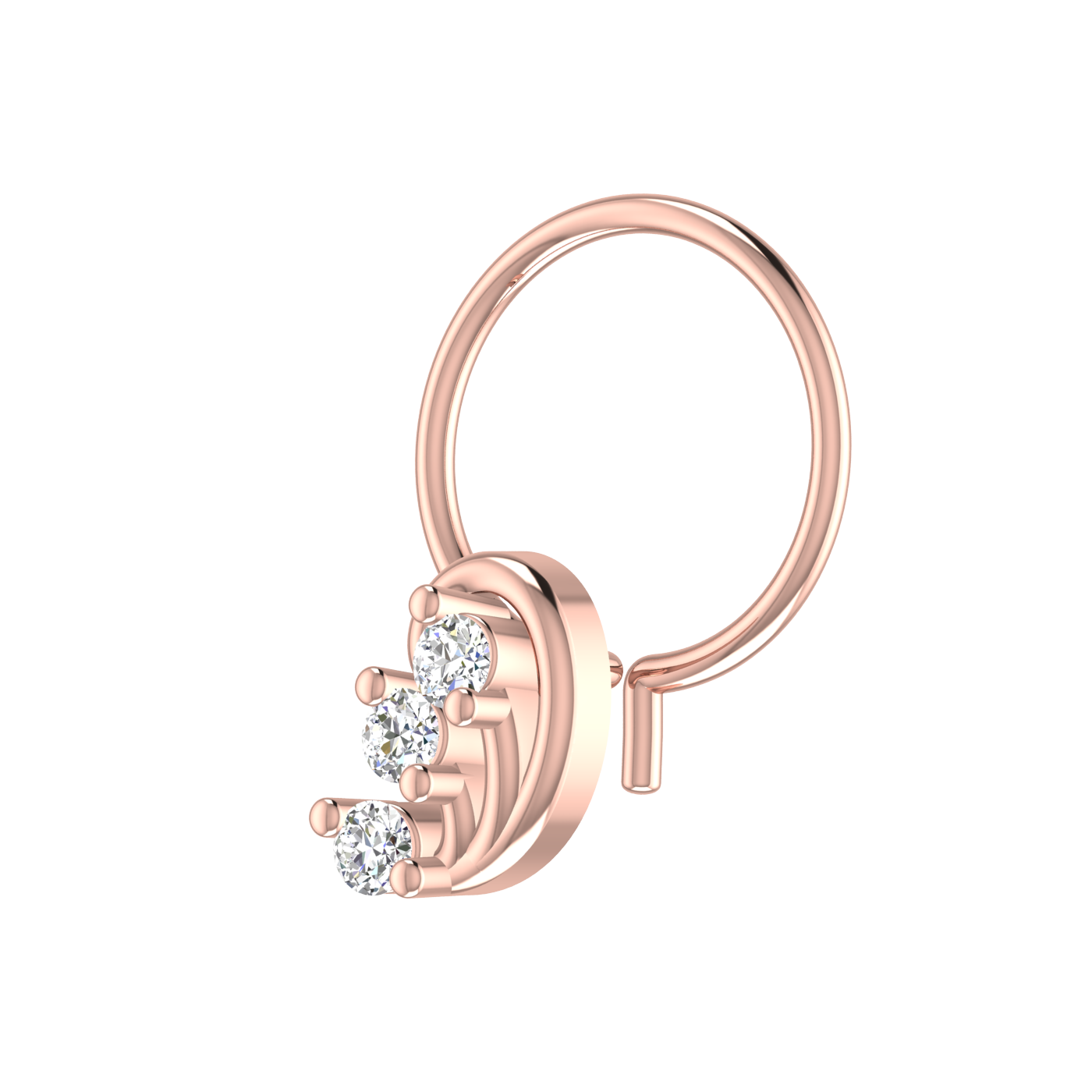 14K Gold Harmony Swirl 0.054ct Natural Diamond Nose Pin