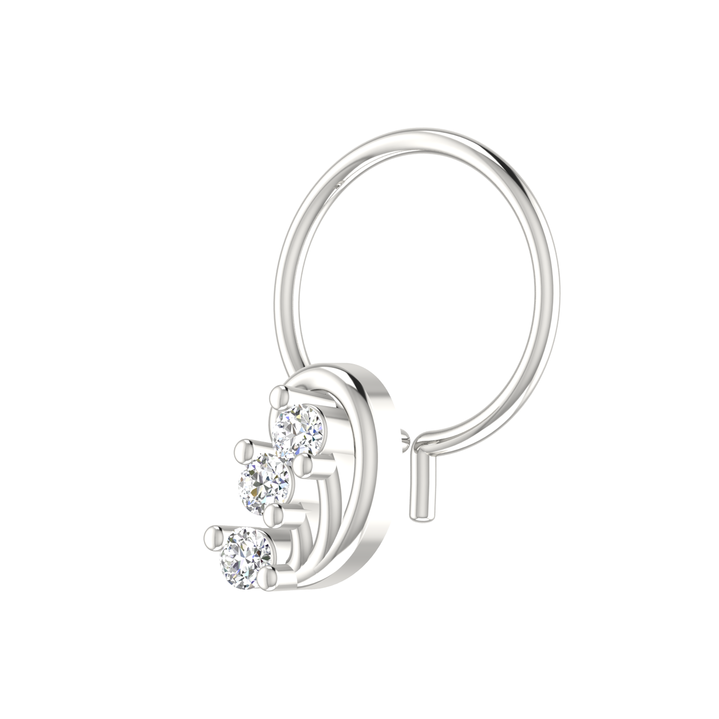 14K Gold Harmony Swirl 0.054ct Natural Diamond Nose Pin