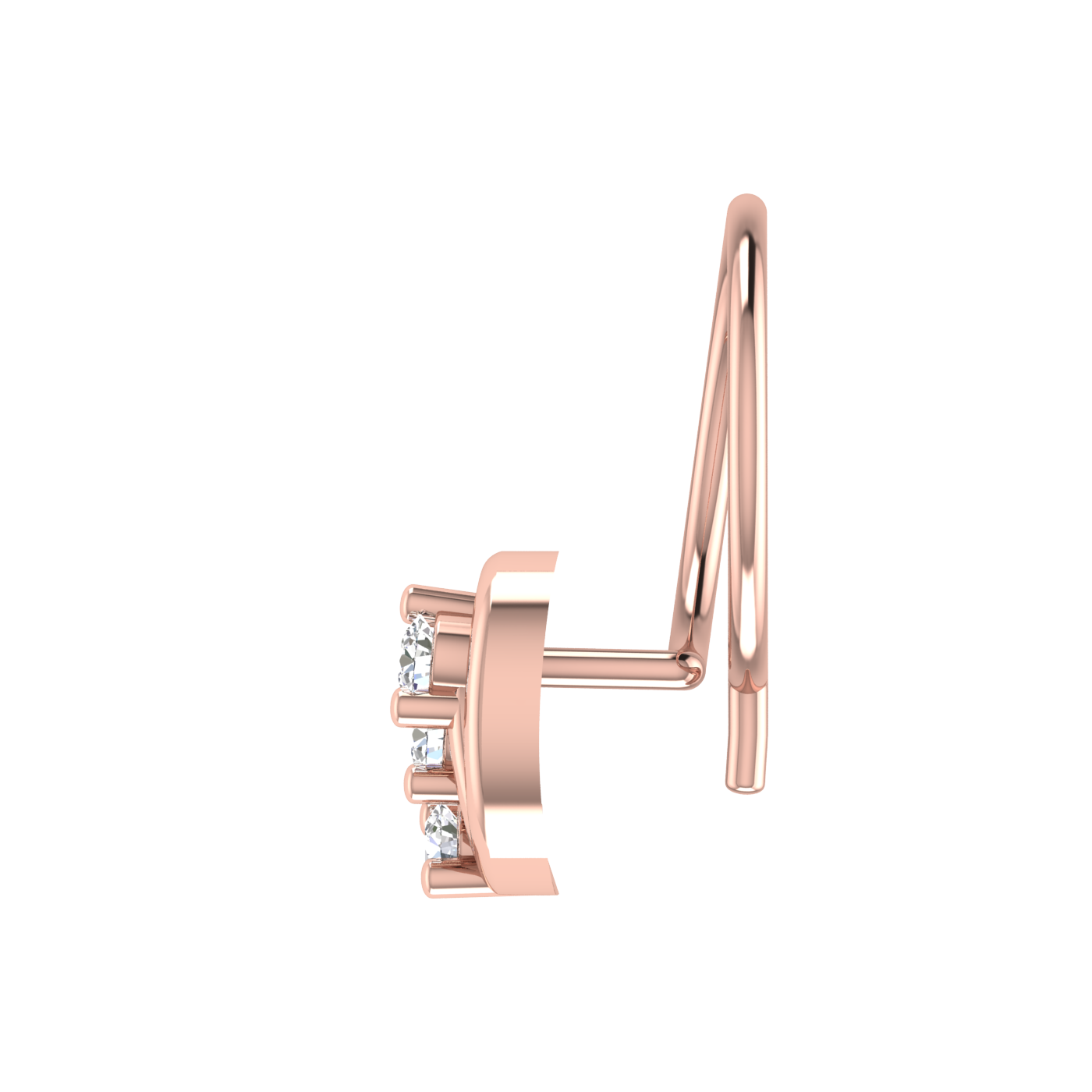 14K Gold Harmony Swirl 0.054ct Natural Diamond Nose Pin