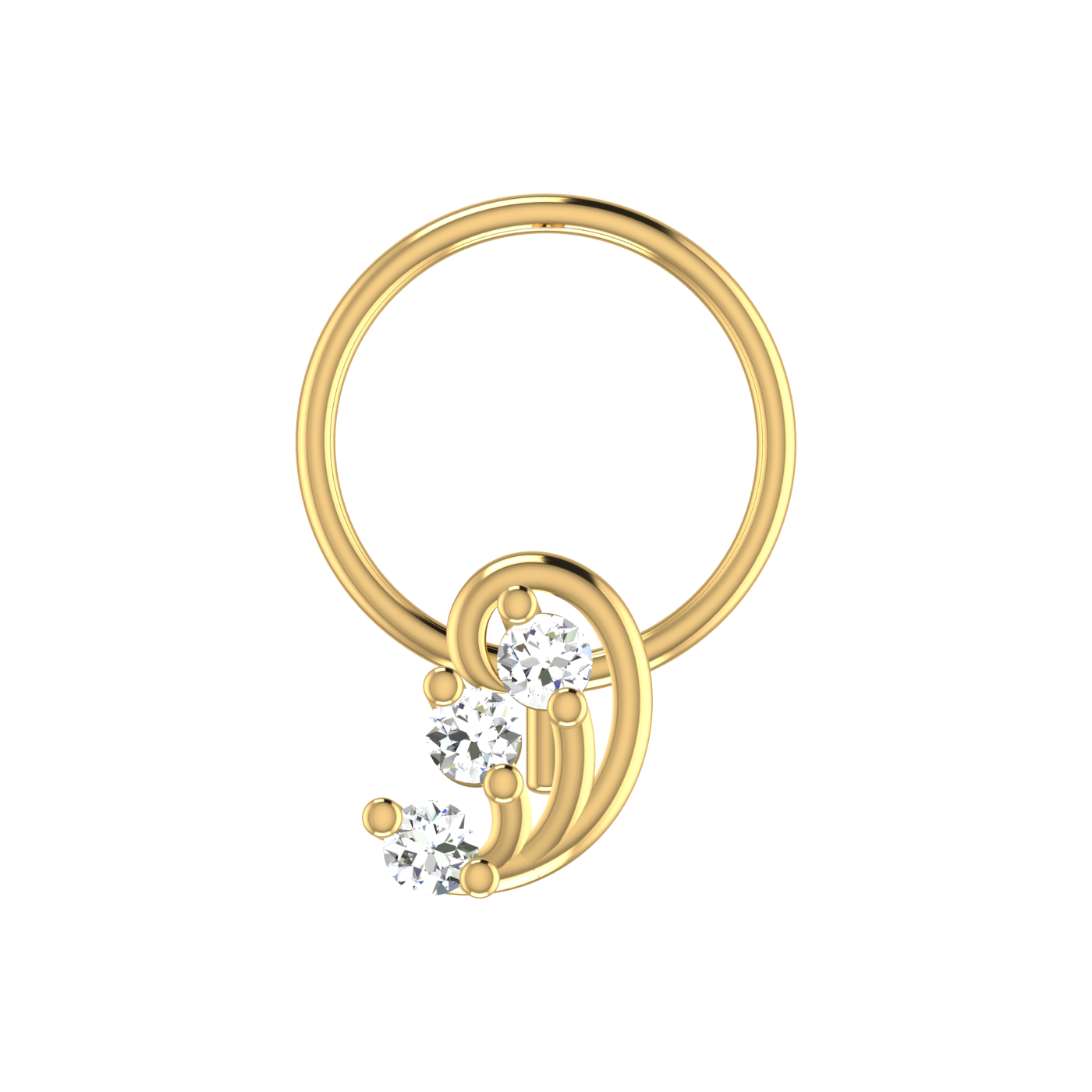 14K Gold Harmony Swirl 0.054ct Natural Diamond Nose Pin