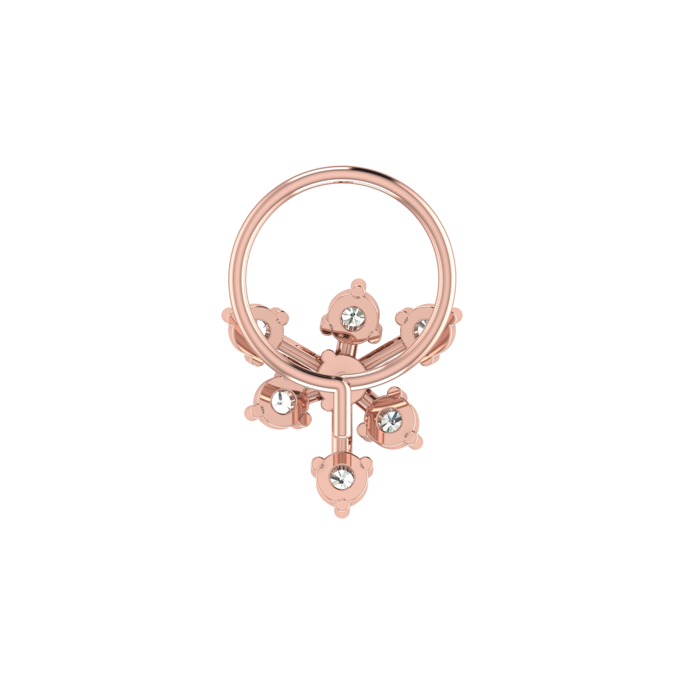0.11 Ct Lab Grown Diamond Floral Cluster Nose Pin