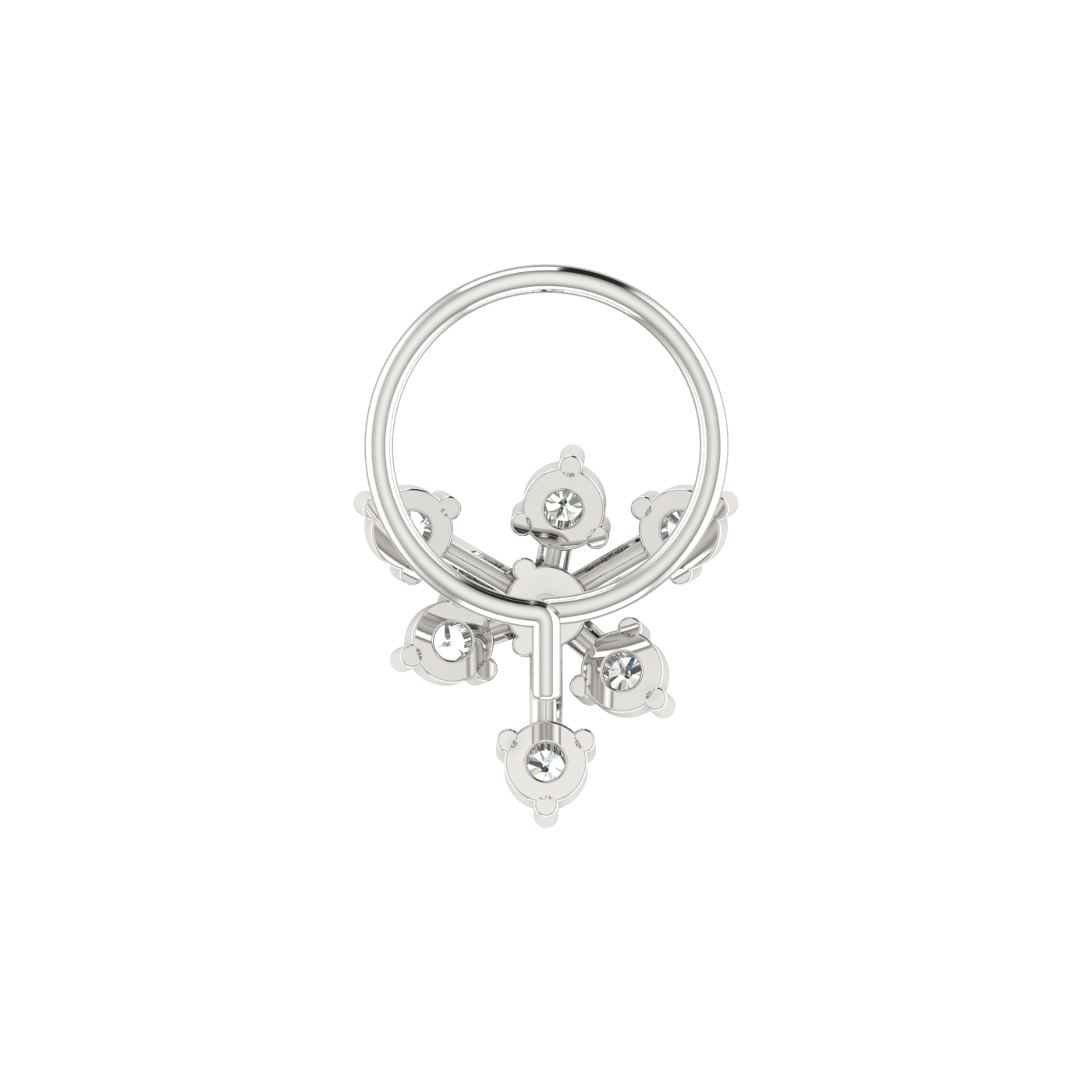 0.11 Ct Lab Grown Diamond Floral Cluster Nose Pin