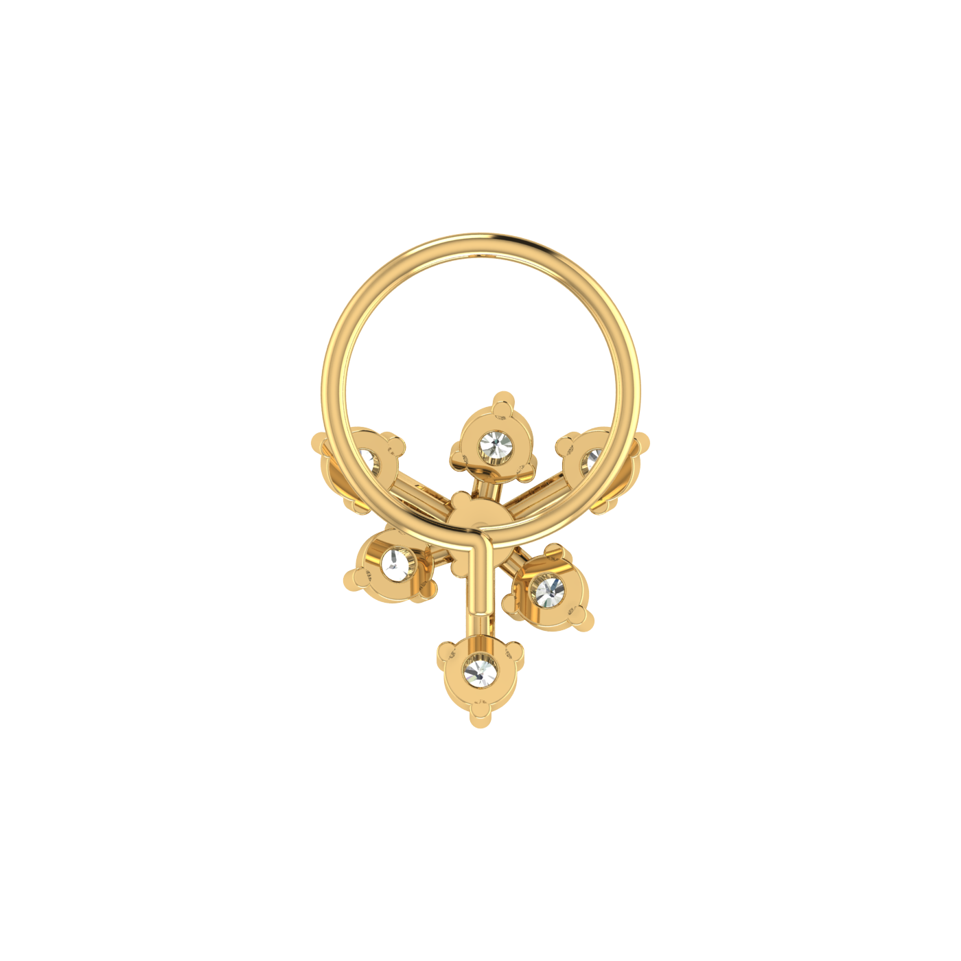 0.11 Ct Lab Grown Diamond Floral Cluster Nose Pin
