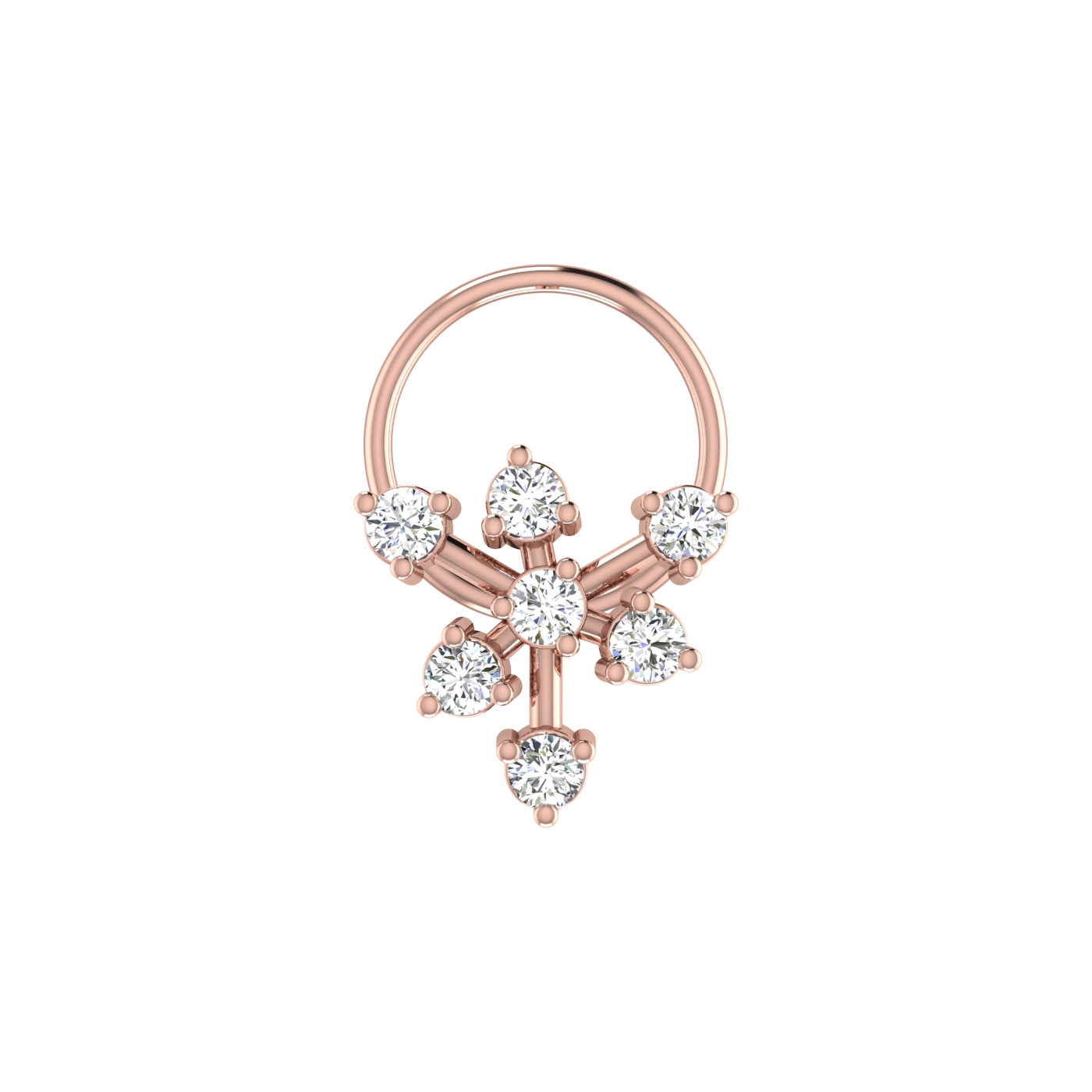 0.11 Ct Lab Grown Diamond Floral Cluster Nose Pin
