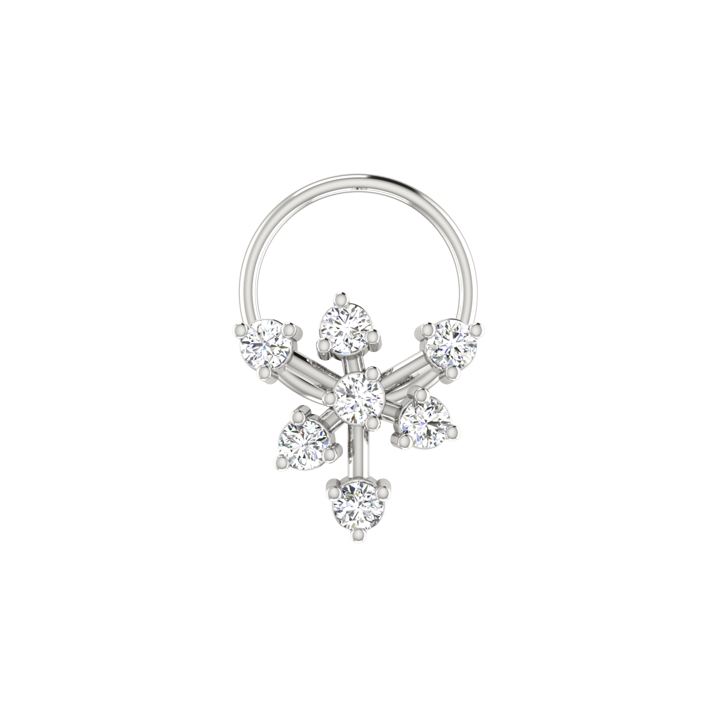 0.11 Ct Lab Grown Diamond Floral Cluster Nose Pin