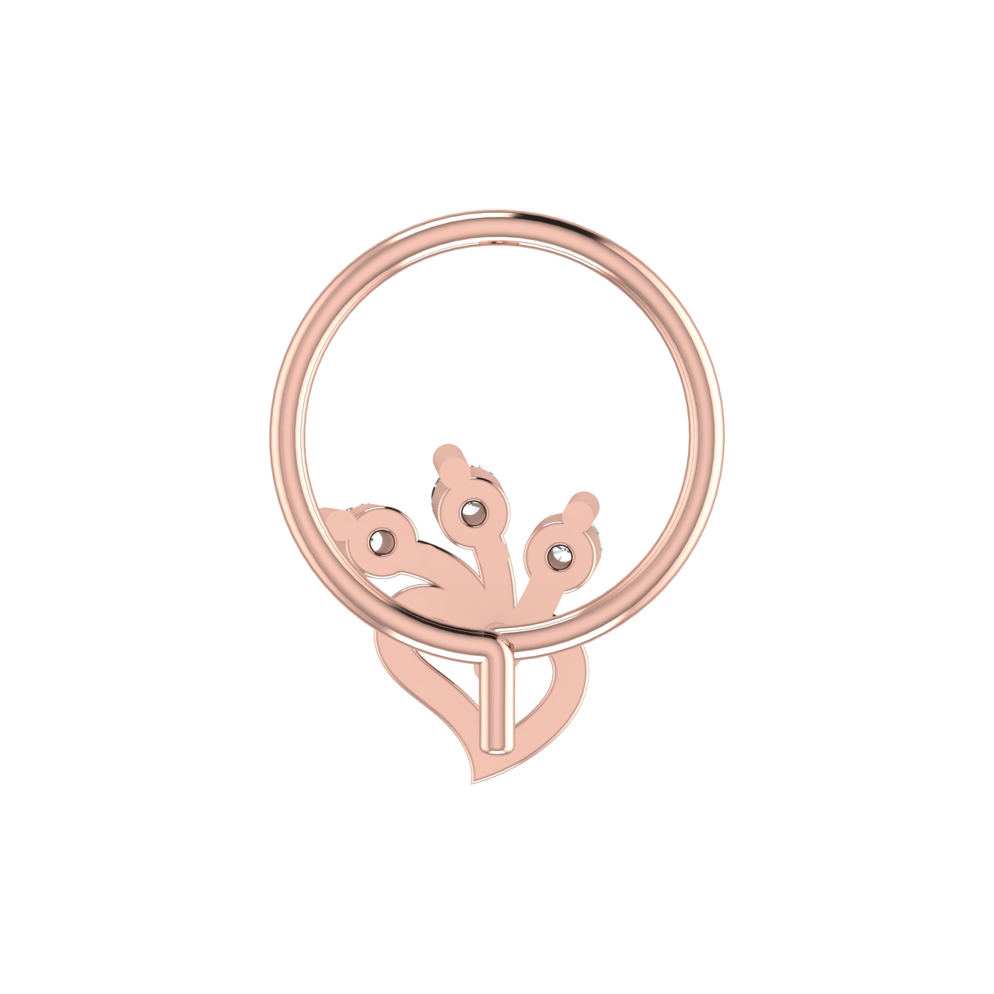 14K Gold Blooming Heart Design 0.03ct Natural Diamond Nose Pin