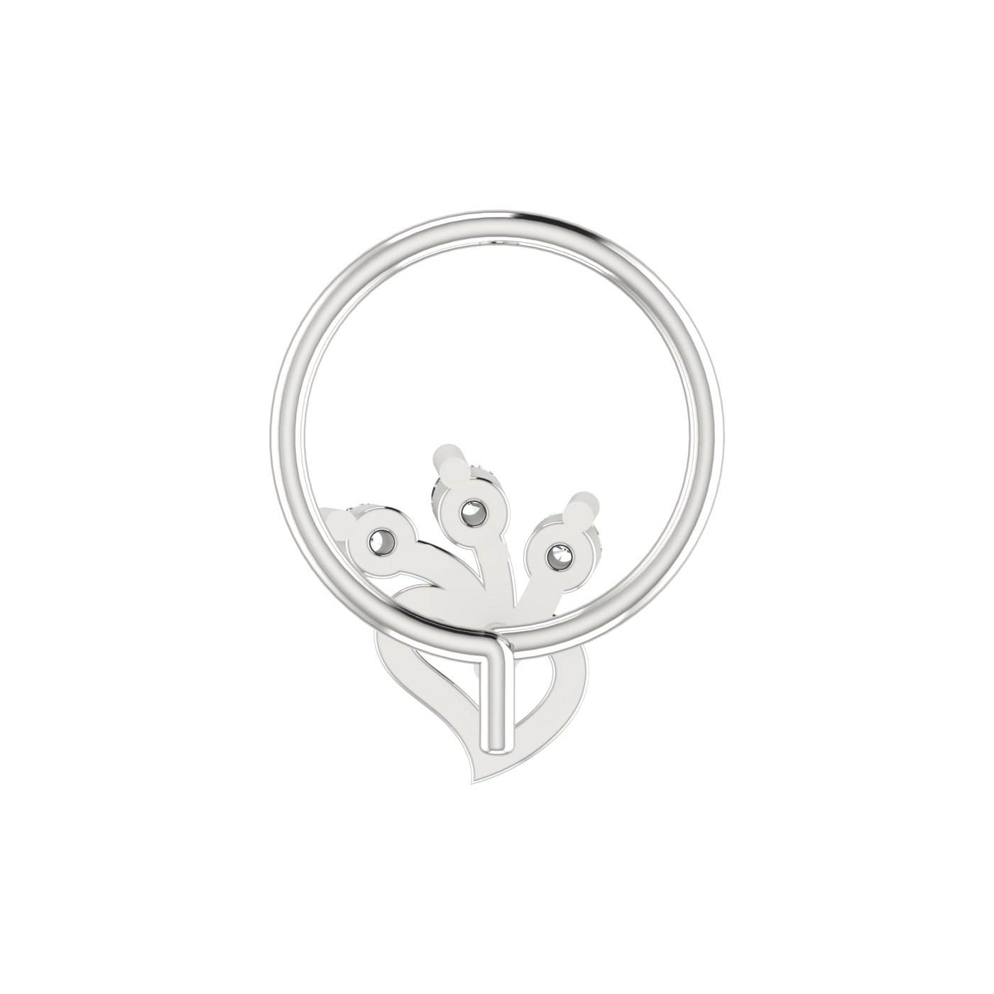 14K Gold Blooming Heart Design 0.03ct Natural Diamond Nose Pin