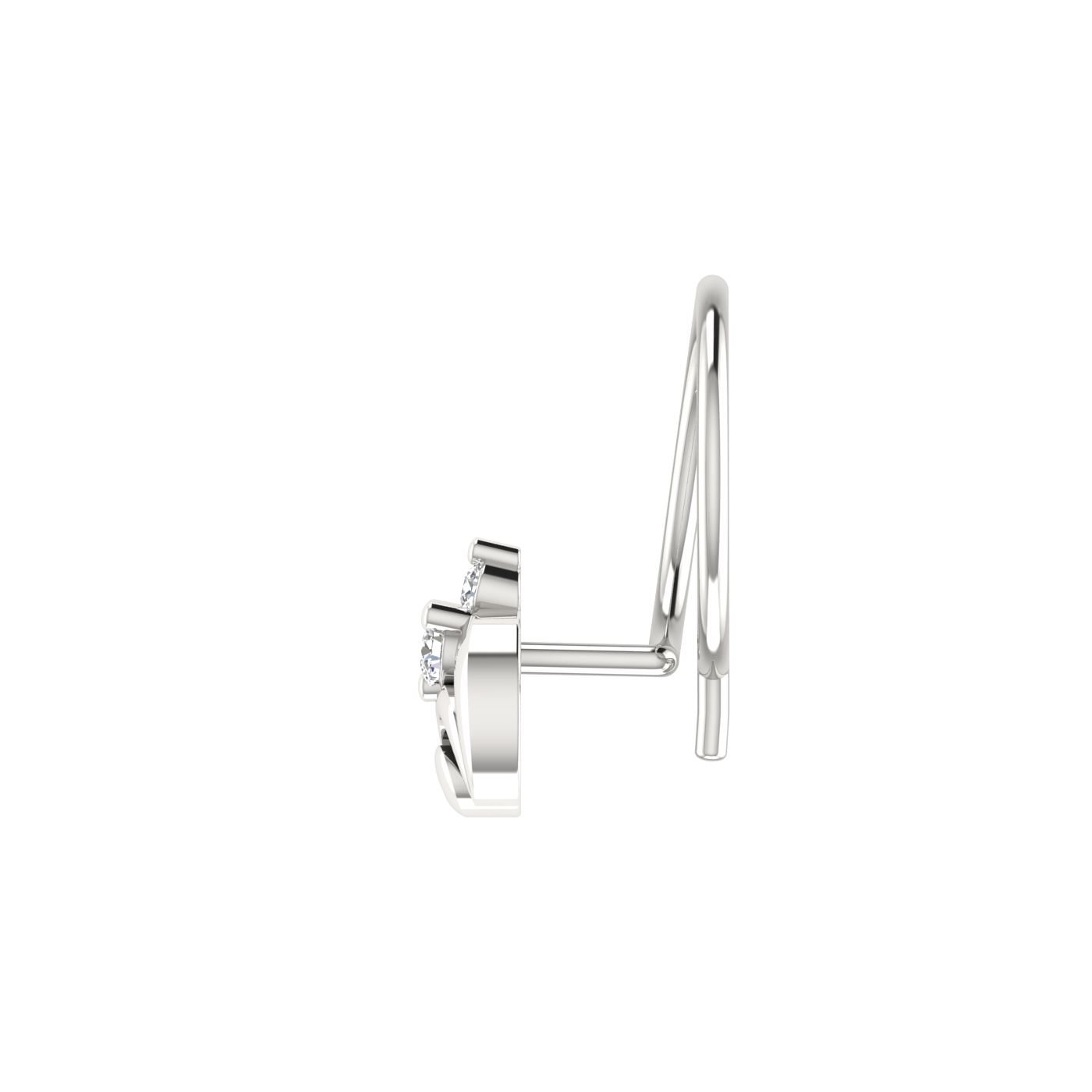 14K Gold Floral Swirl Design 0.045Ct Natural Diamond Nose Pin