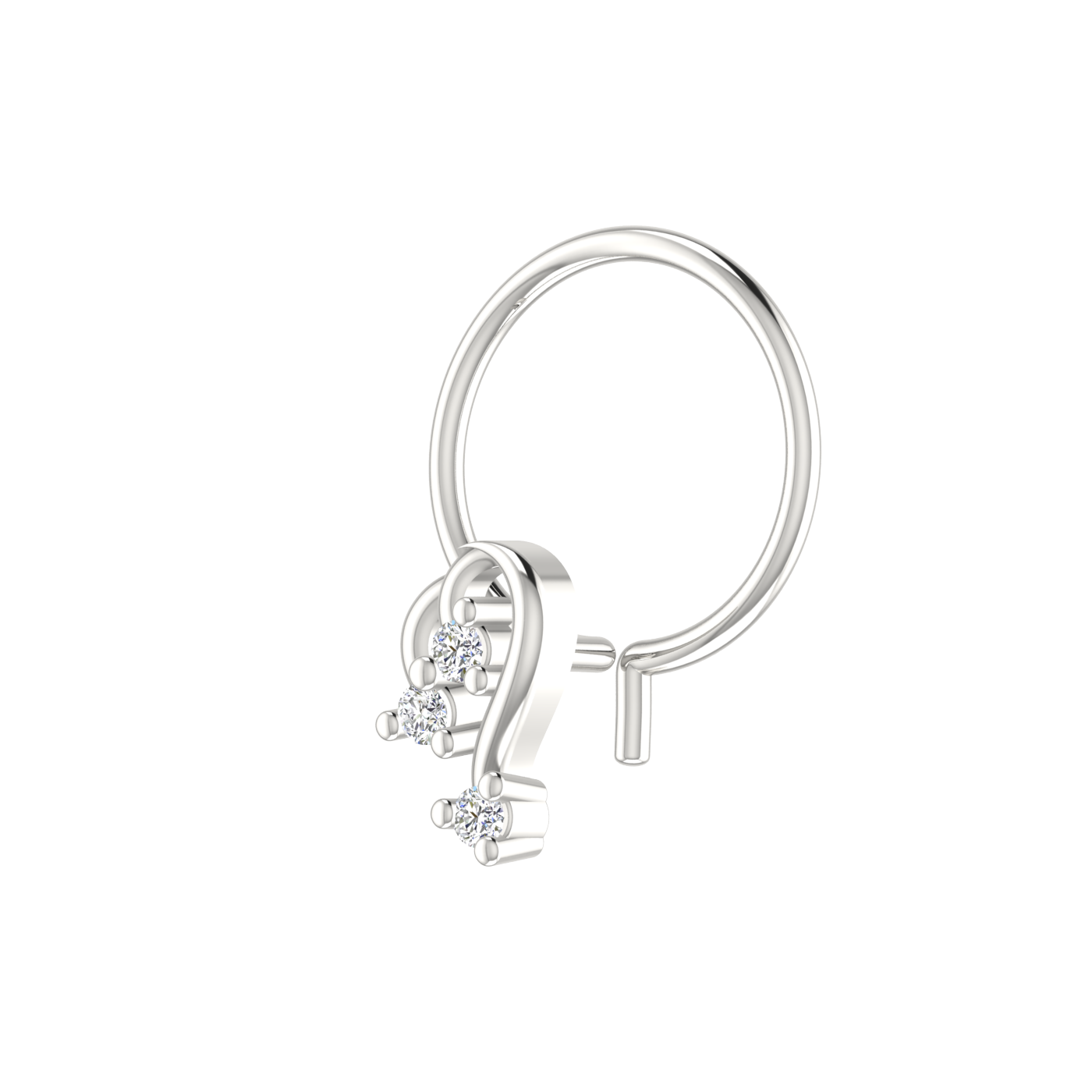 14K Gold Serene Swirl Design 0.036ct Natural Diamond Nose Pin