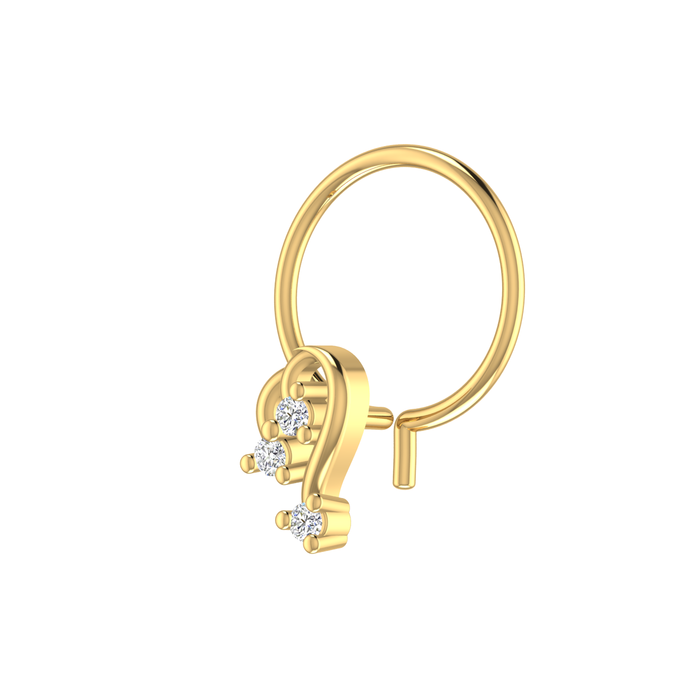 14K Gold Serene Swirl Design 0.036ct Natural Diamond Nose Pin