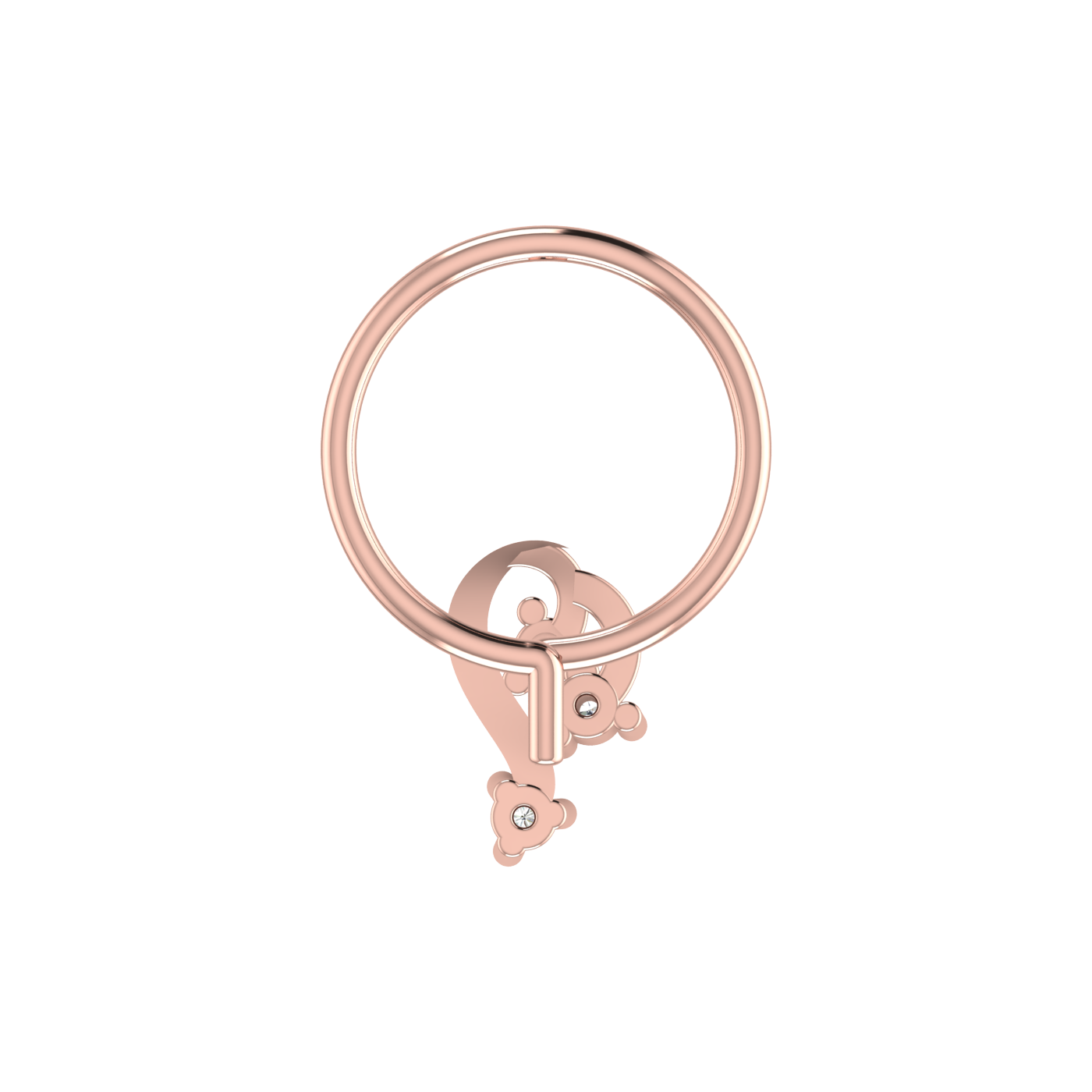 14K Gold Serene Swirl Design 0.036ct Natural Diamond Nose Pin