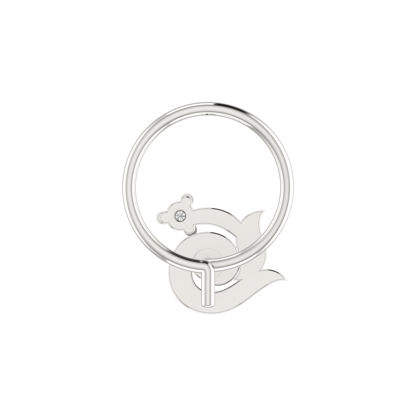 14K Gold Whirling Leaf Design 0.03ct Natural Diamond Nose Pin