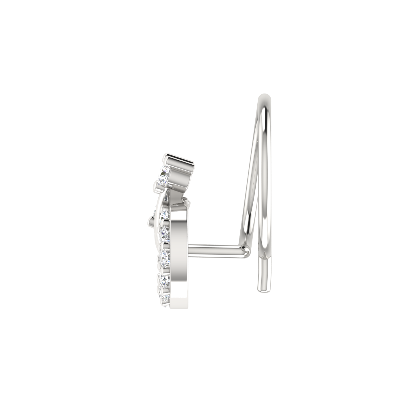 14K Gold Lunar Blossom Design 0.07ct Natural Diamond Nose Pin