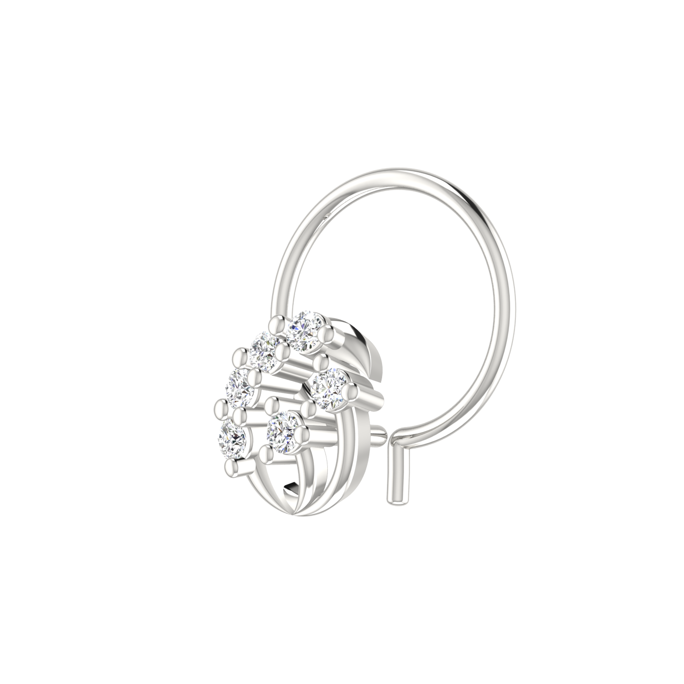 14K Gold Celestial Waves Design 0.07ct Natural Diamond Nose Pin