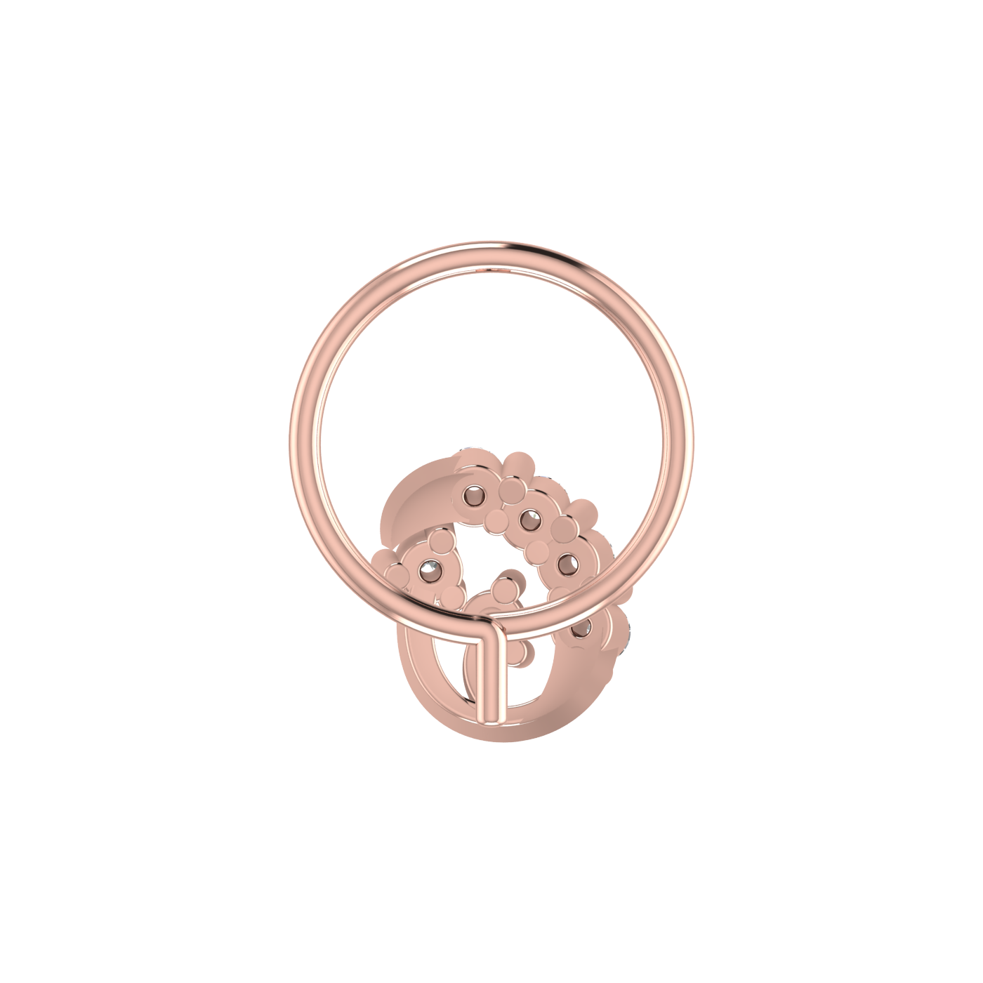 14K Gold Celestial Waves Design 0.07ct Natural Diamond Nose Pin