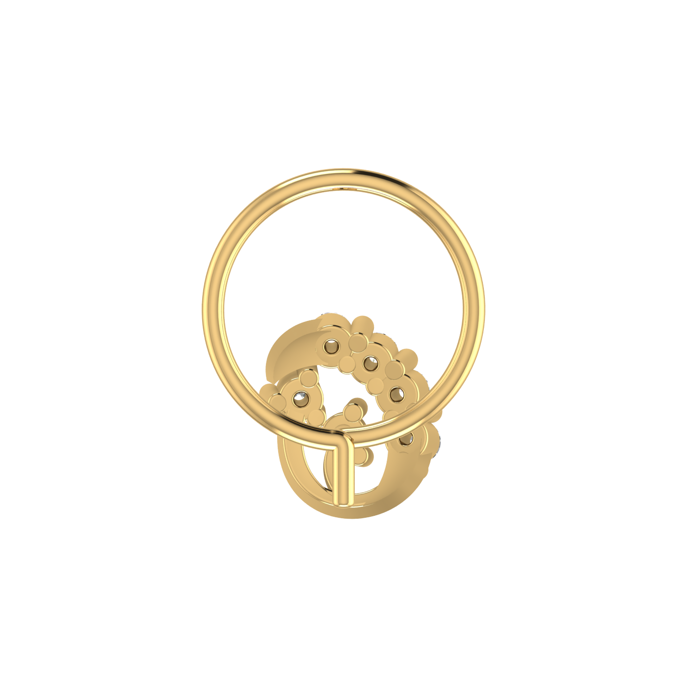 14K Gold Celestial Waves Design 0.07ct Natural Diamond Nose Pin